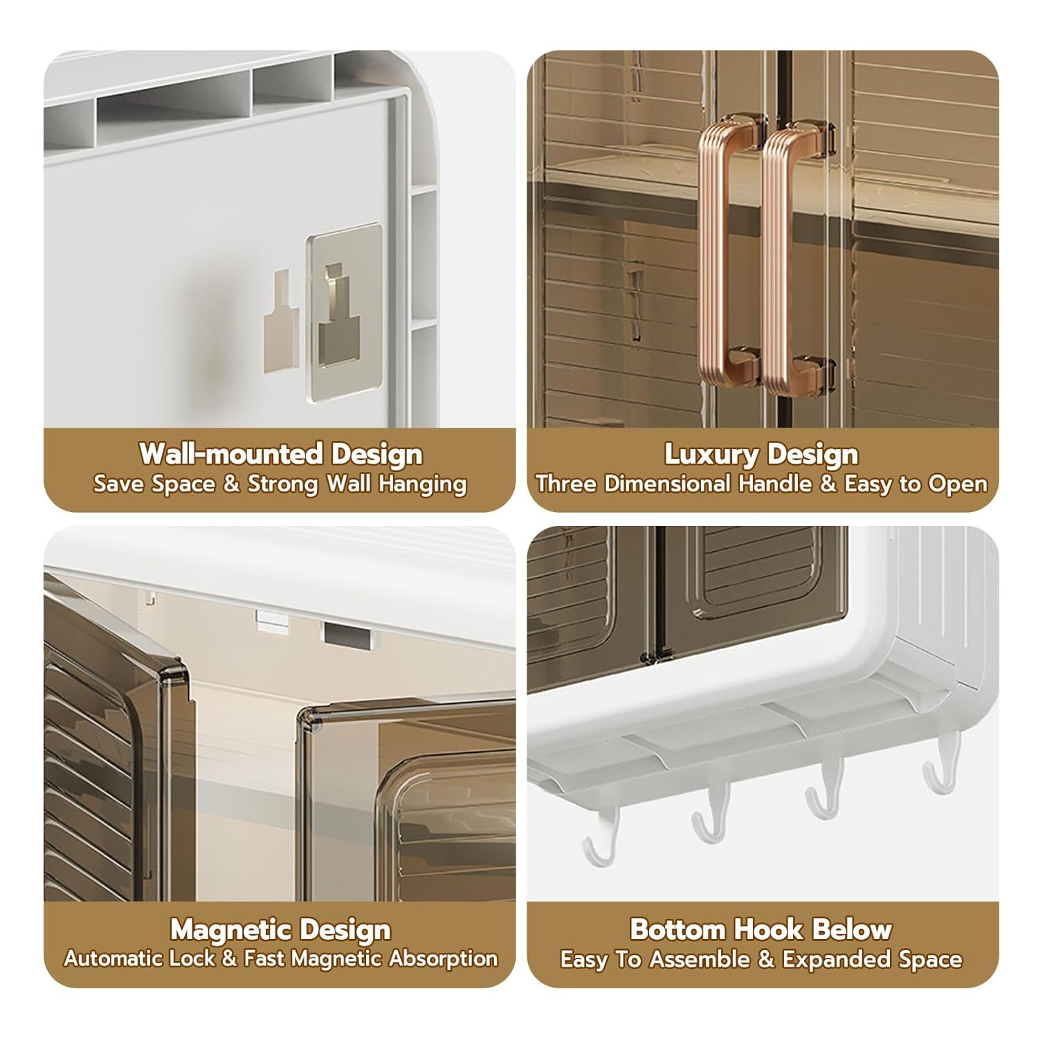 No-Drill Bathroom Shelf & Storage Cabinet - Wall Organizer for Bathroom Essentials, Makeup, Skincare, and More