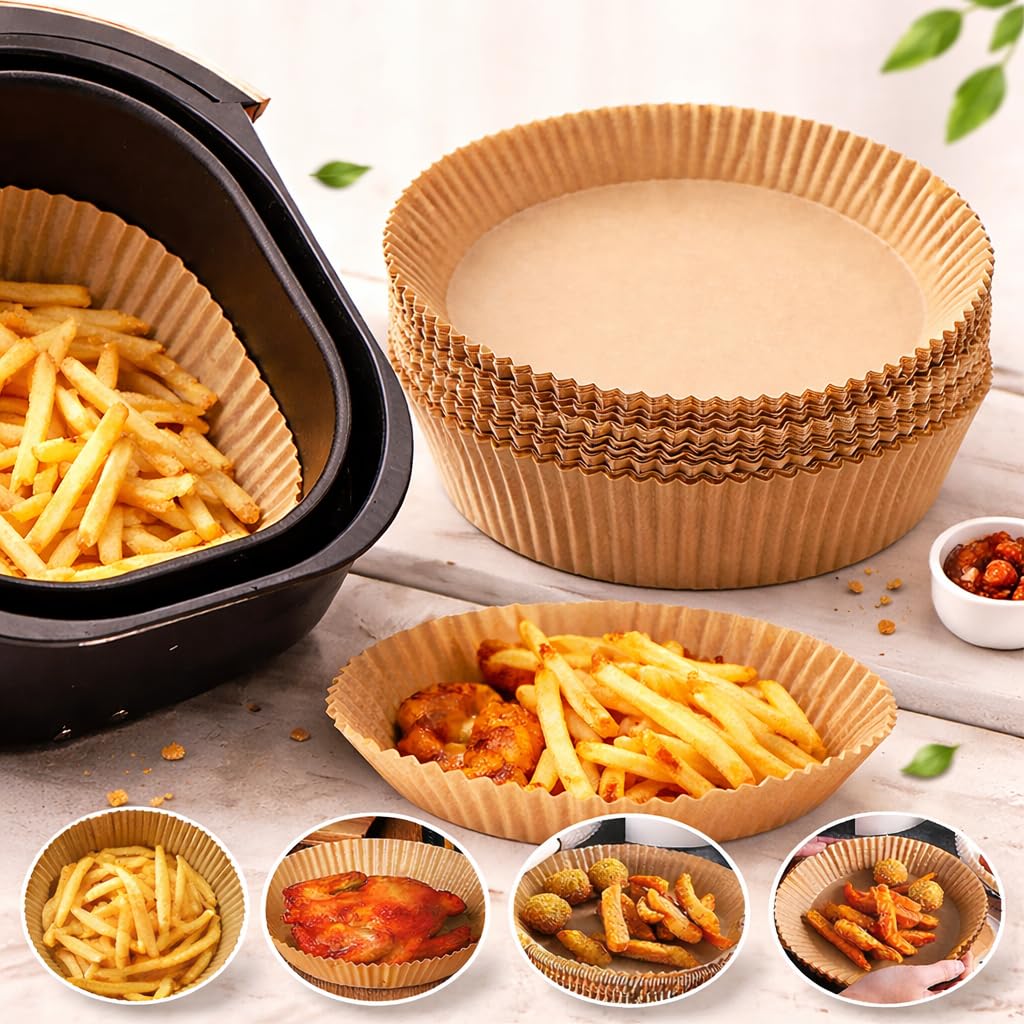 100 PCS Round Air Fryer Paper Sheets Disposable