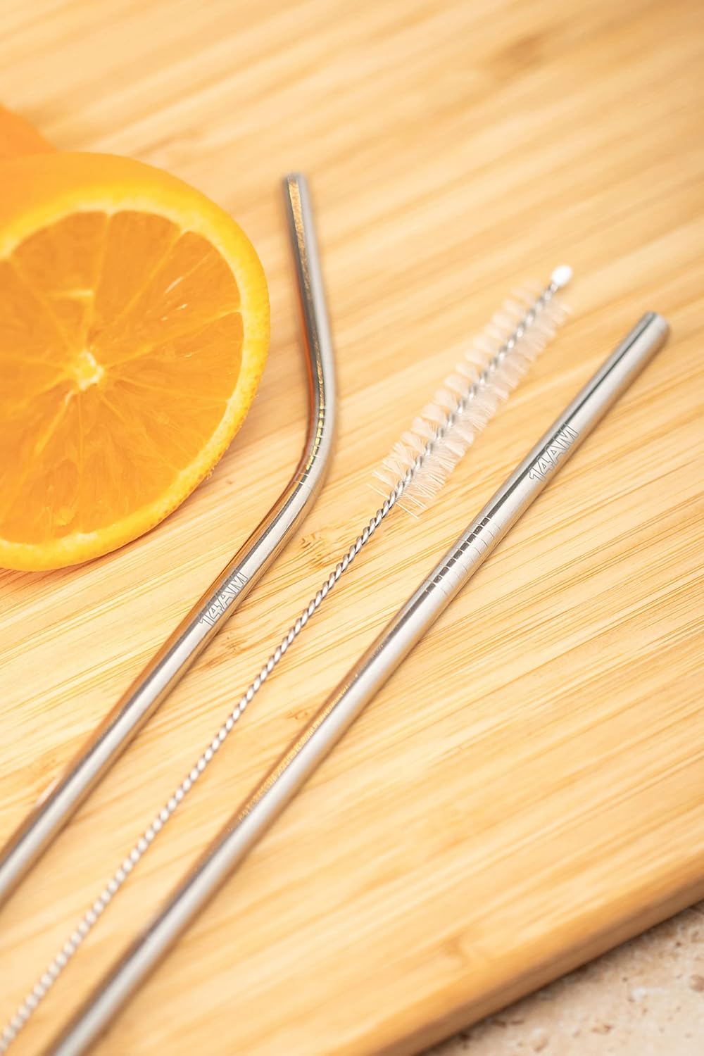 Reusable Stainless Steel Drinking Straws Bent (4 Bent Straws, 1 Brush) (Pack of 2)