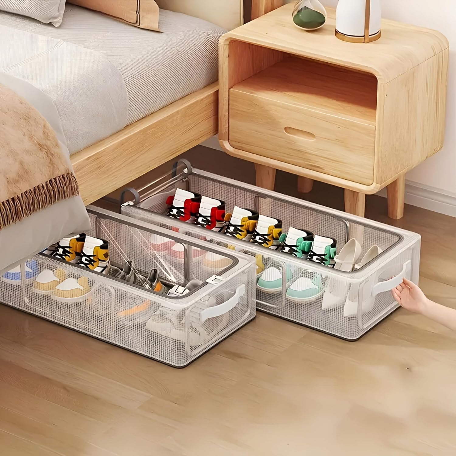 Fabric Shoe Storage Bins Under Bed Shoe Storage Organiser
