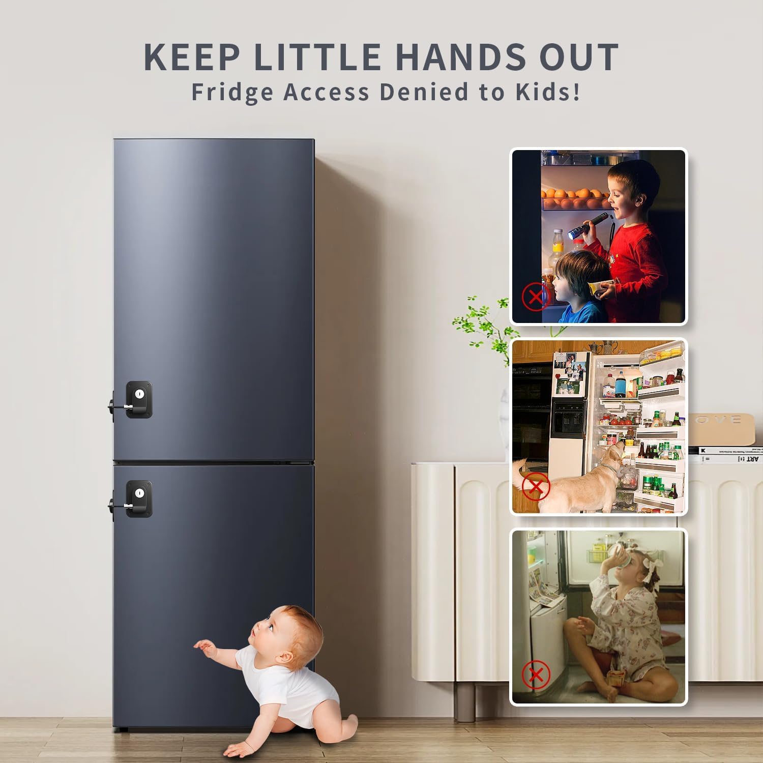 Child Safety Device Refrigerator Door Lock With Key And Adhesives