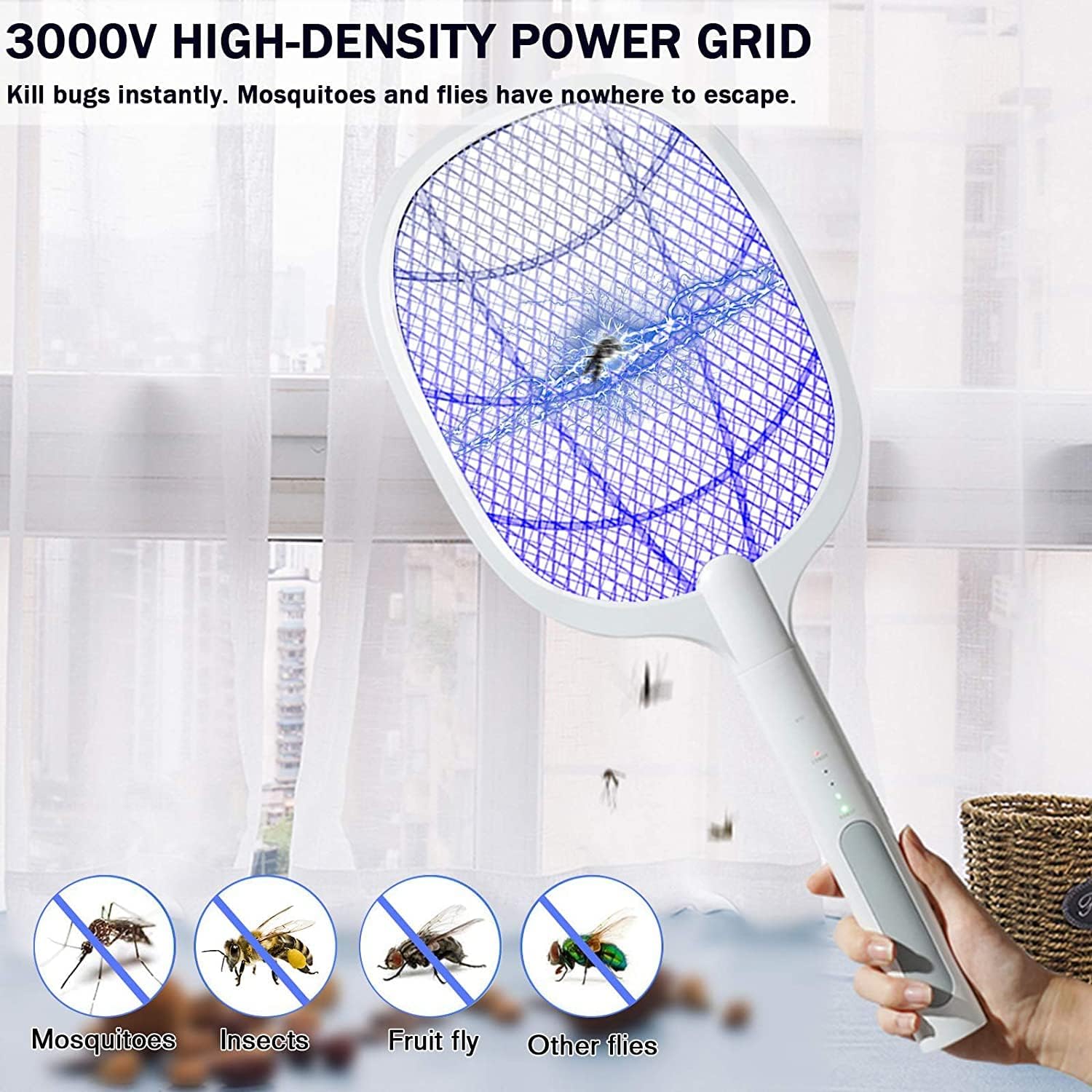Rechargeable Mosquito Killer Racket – Electric Fly Swatter (1 Pc, Quality Assured)