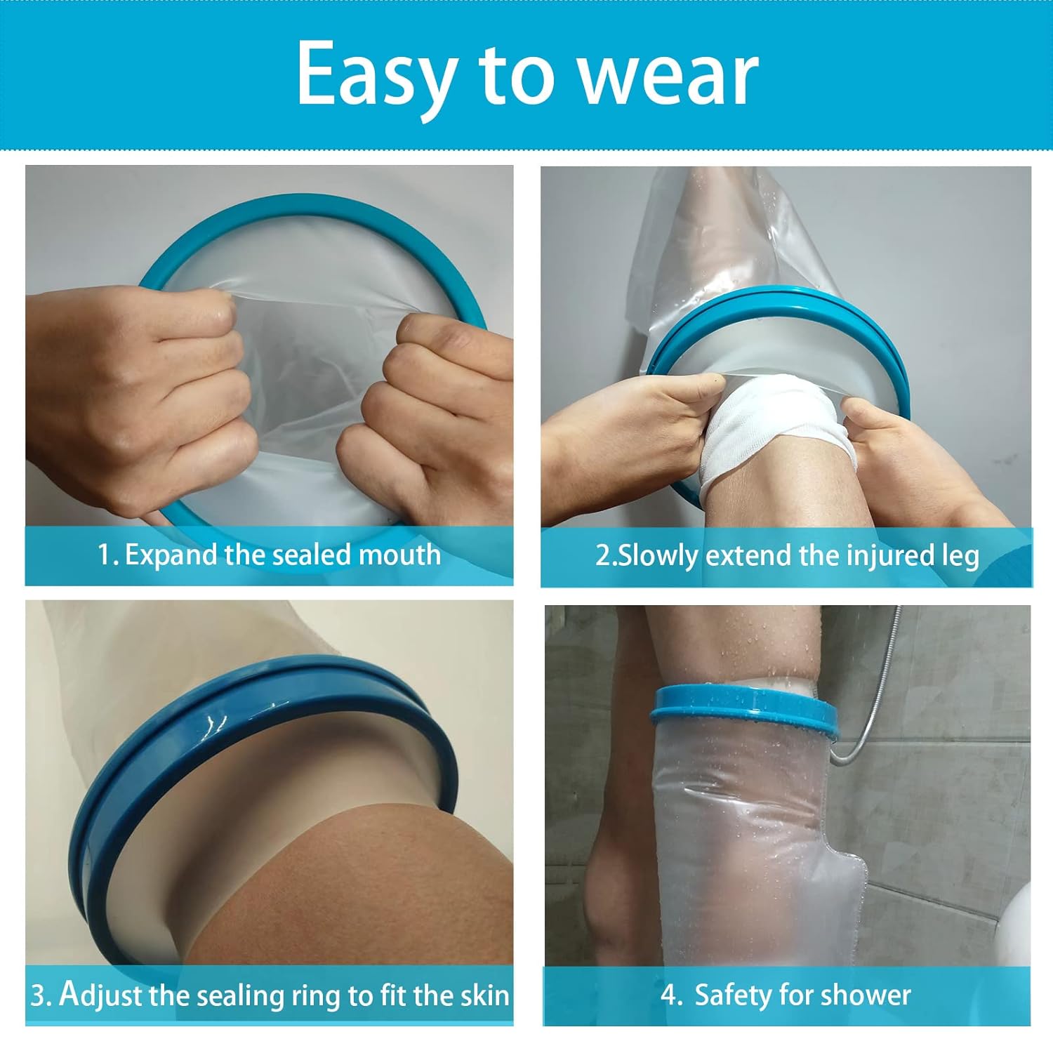 100% Waterproof Leg Cast Cover for Showering, Reusable Adult Short Leg Cast Protector, Cast Covers for Shower Leg, Cast Bag for Shower, Cast Cover for Showering Foot