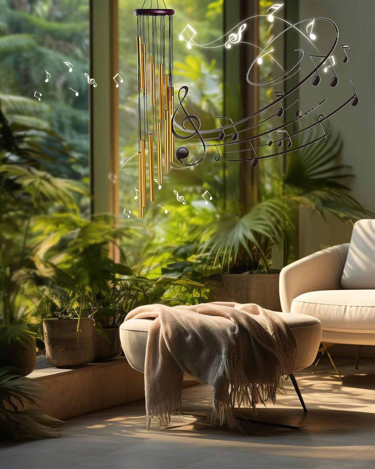 Wind Chimes for Home Decoration, 15 Metal Tubes, Hanging Bells for Positive Energy, Outdoor Garden, Balcony Decor