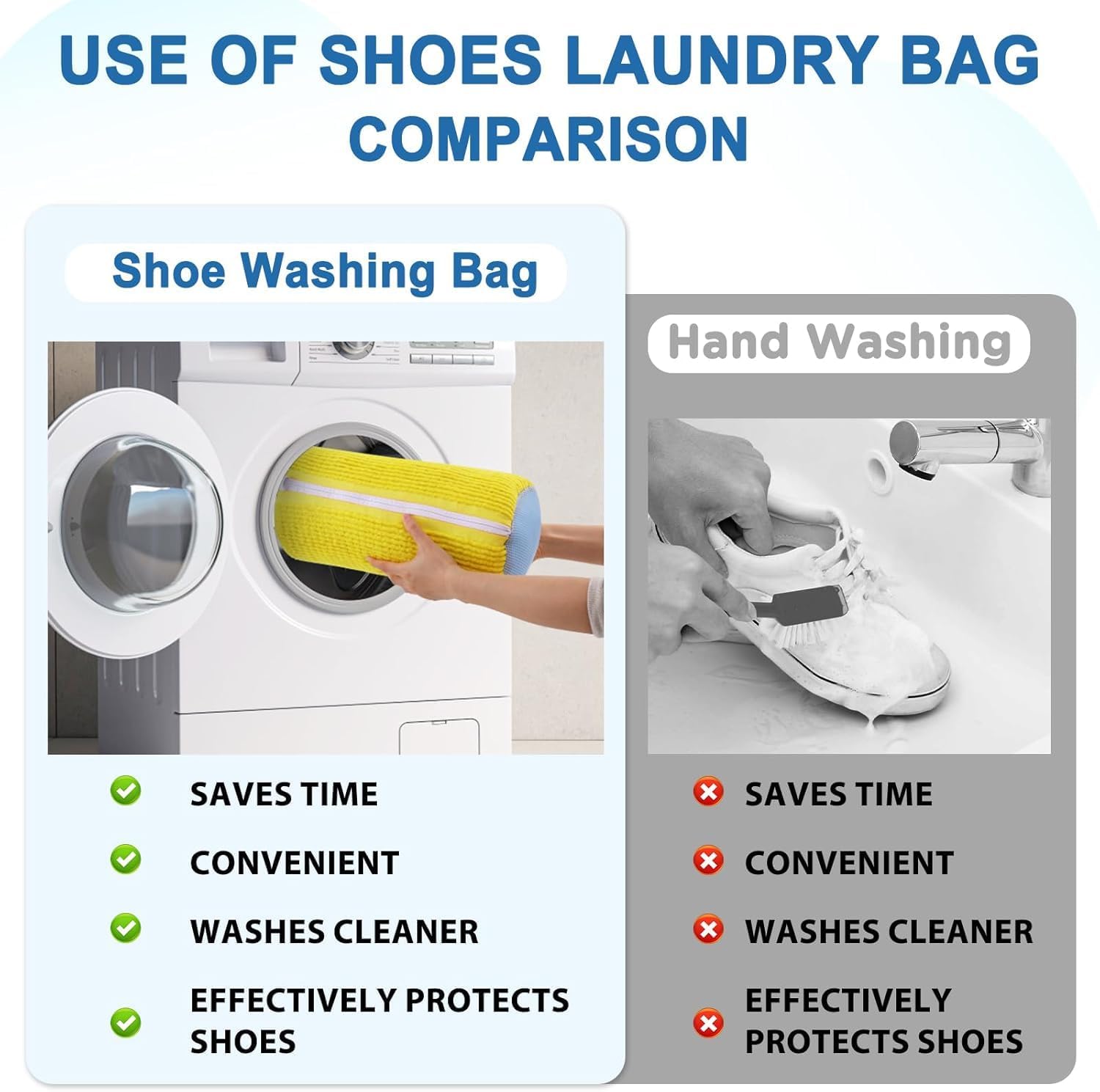 Shoe Washing Machine Bag Laundry Shoes Bag for Washer and Dryer Reusable and Durable Zipper Plush Washing Machine Bags
