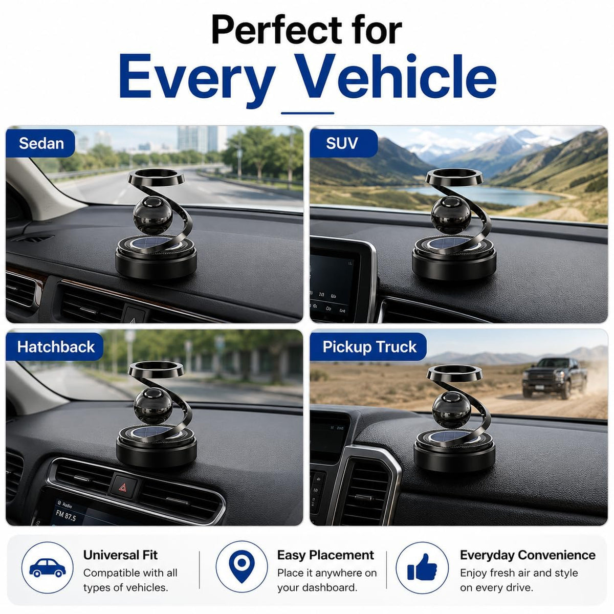 Solar Car Air Freshener - Solar Rotating Car Air Freshener