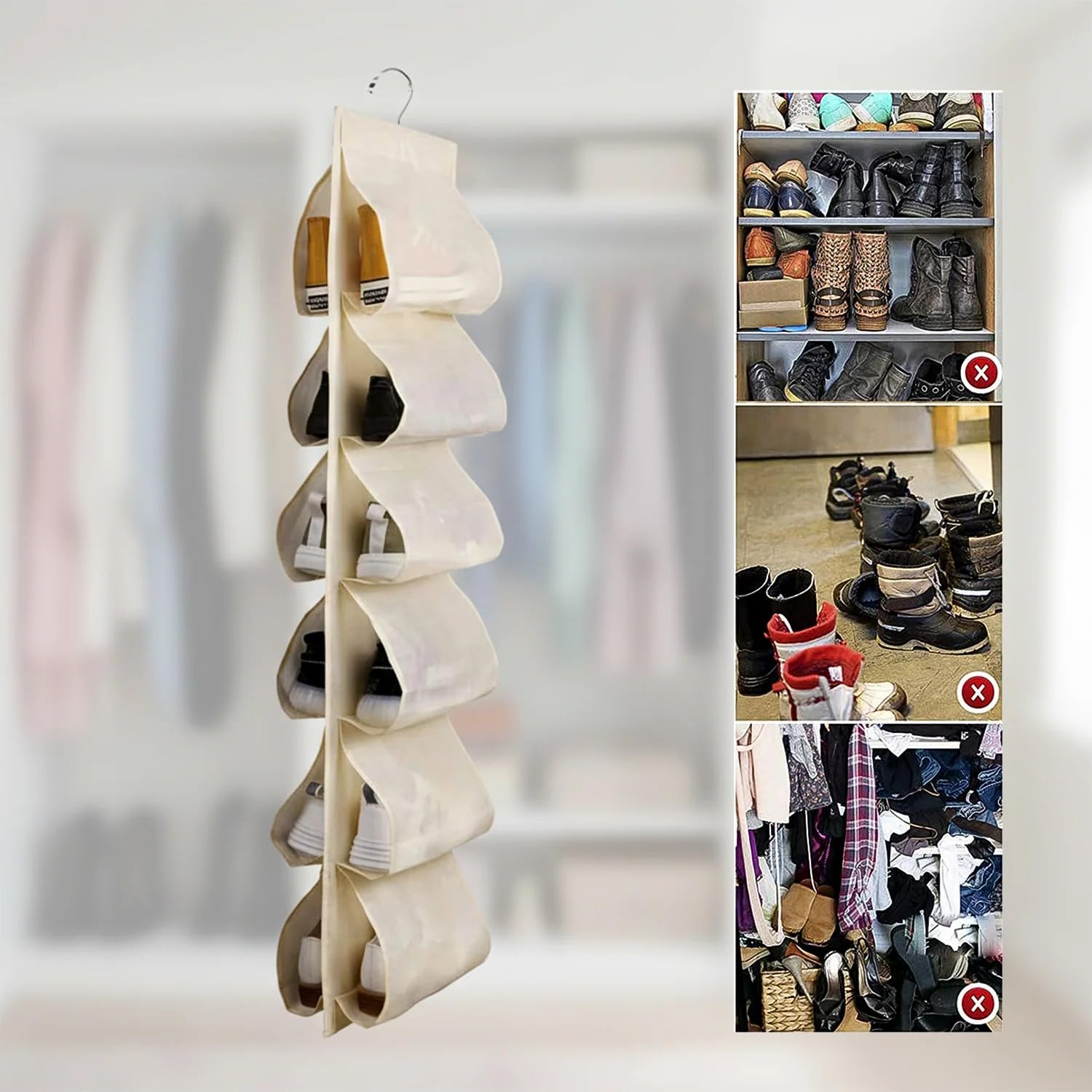 12 Grids Hanging Storage Bag (1 Pc / 12 Pocket / Mix Color)