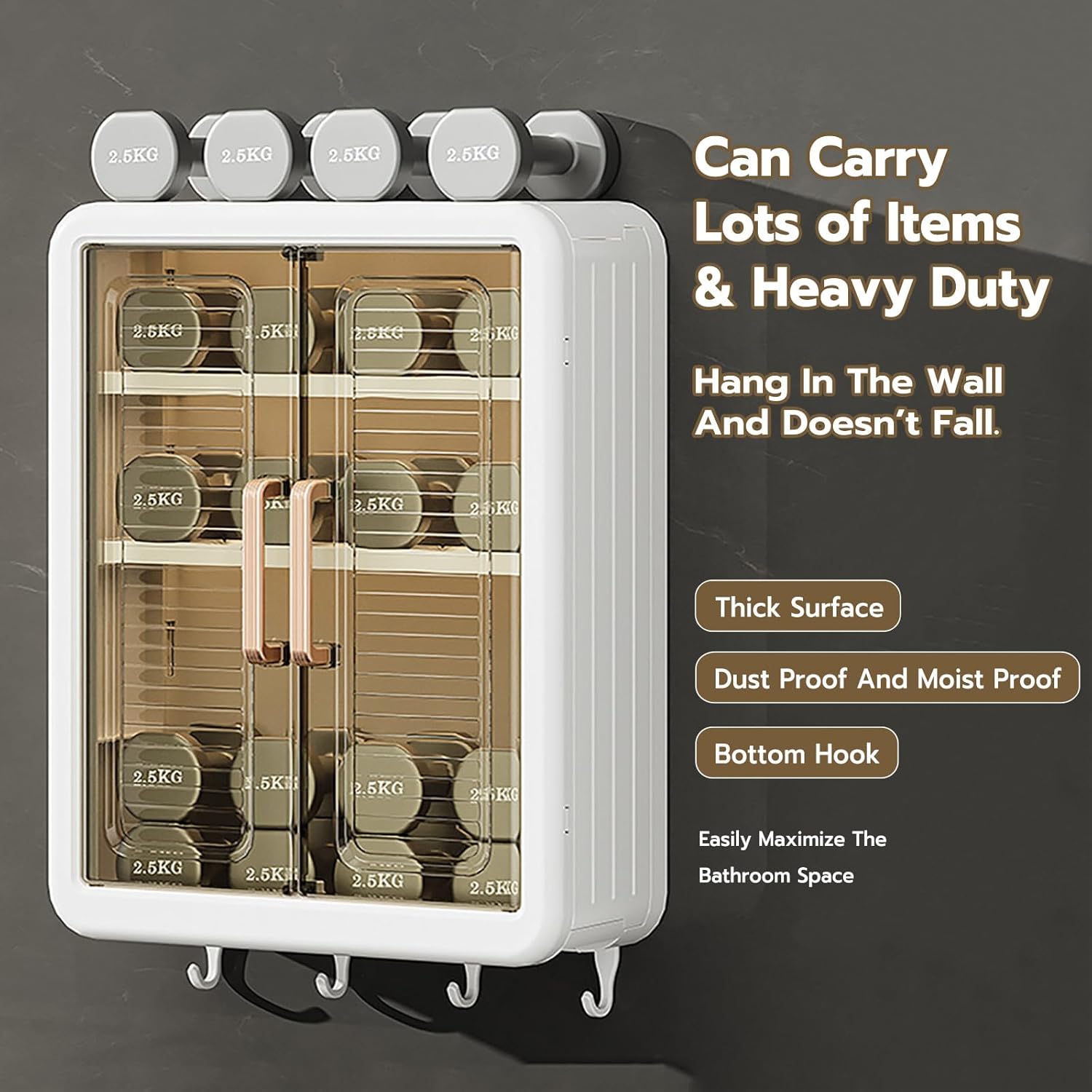 No-Drill Bathroom Shelf & Storage Cabinet - Wall Organizer for Bathroom Essentials, Makeup, Skincare, and More