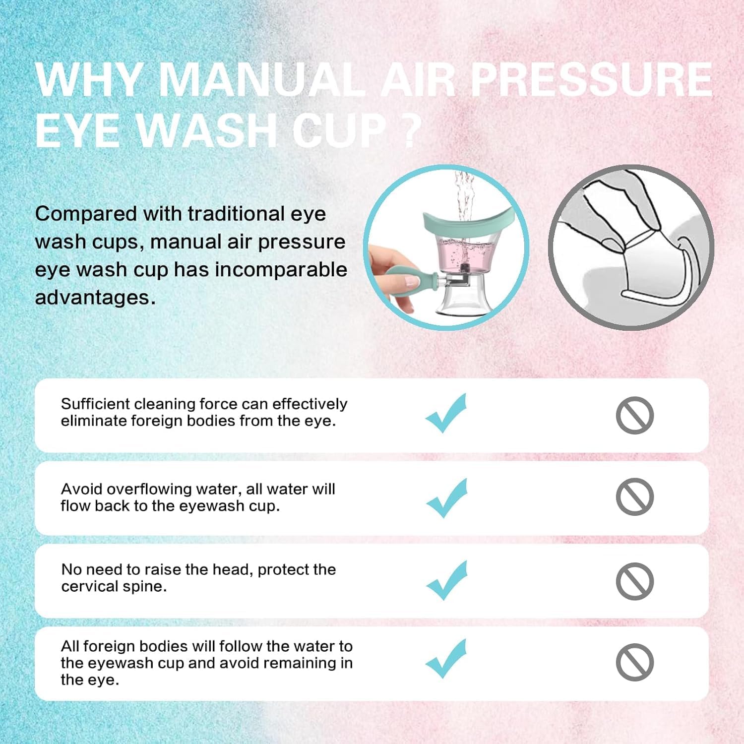 Silicon Eye Wash Kit Eye Cleaner Manual Air Pressure Eye Cleaning Cup