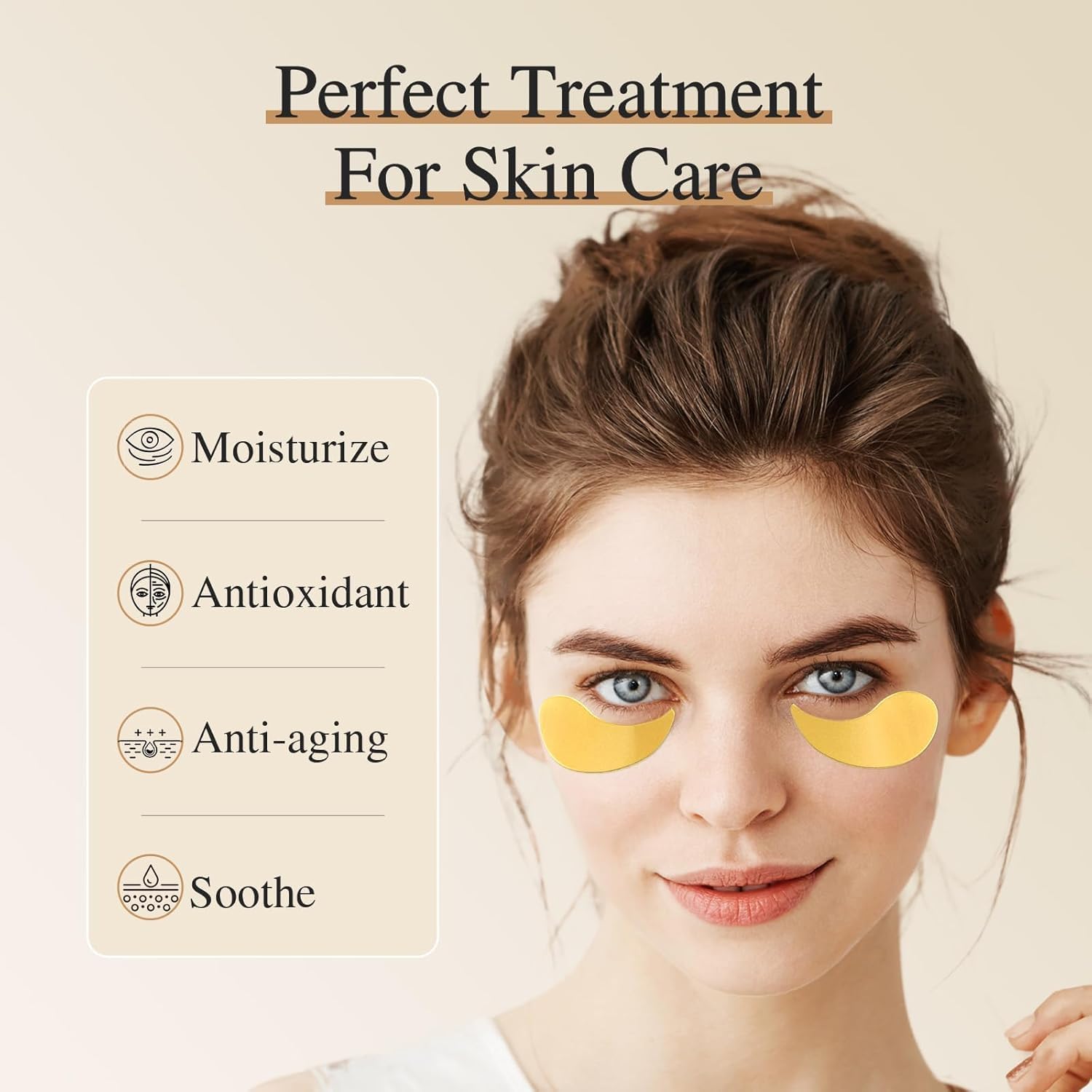 24K Gold Eyes Mask- Puffy Eye & Dark Circles Treatments,Reduce Under Eye Bags and Smooth Wrinkles, Skin Care Pads