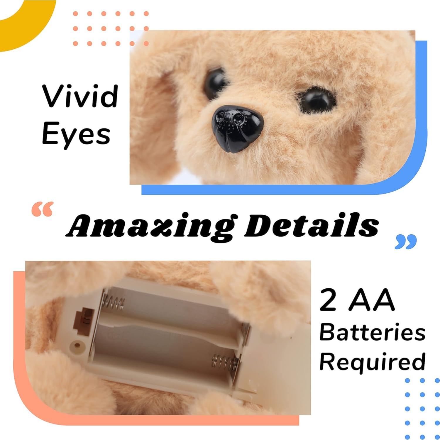 Hopping Walking Dog Toy with Sounds, Walking Dog Wiggling Tails, Twitching Mouth and Nose, Educational Interactive Cute Dog Toy for Baby Kids