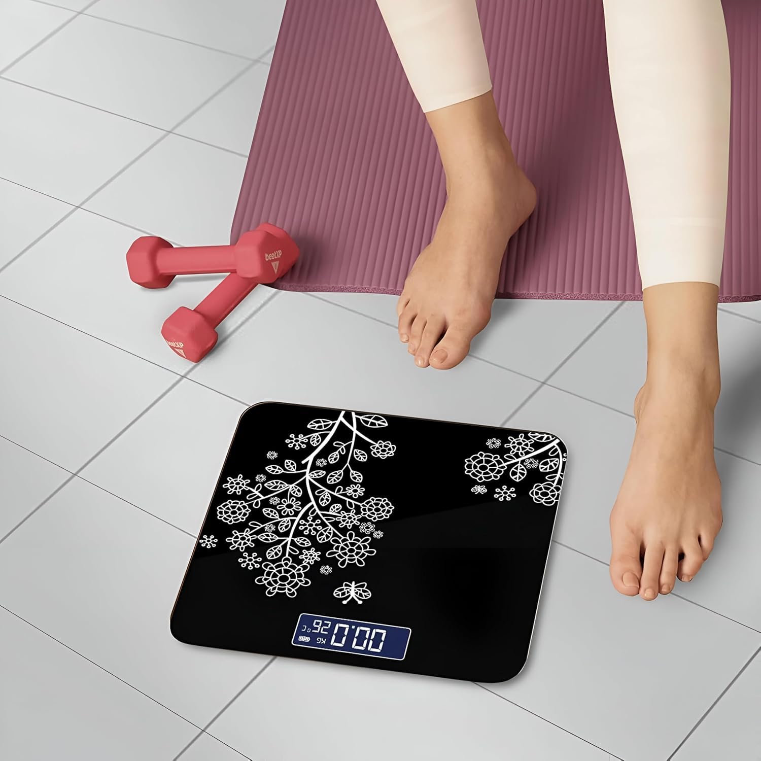 Black Bathroom Flower Scale