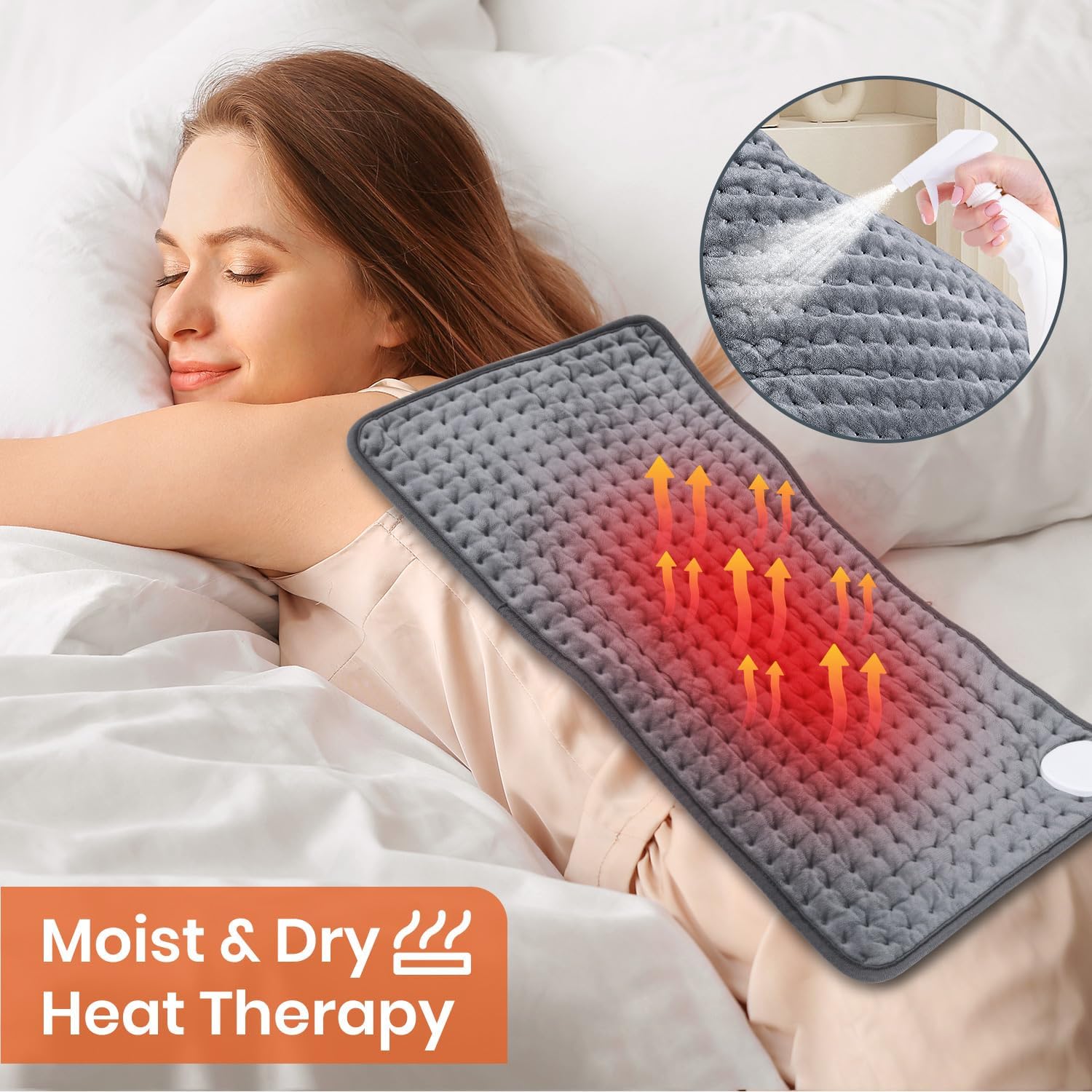 Electric Heating Pad 30×60 cm with Auto Shut-Off & 6 Heat Settings – Digital Controller for Back Pain, Shoulder Aches, Muscle Relief & Cramps – Soft Washable Fabric, Rapid Heat Therapy