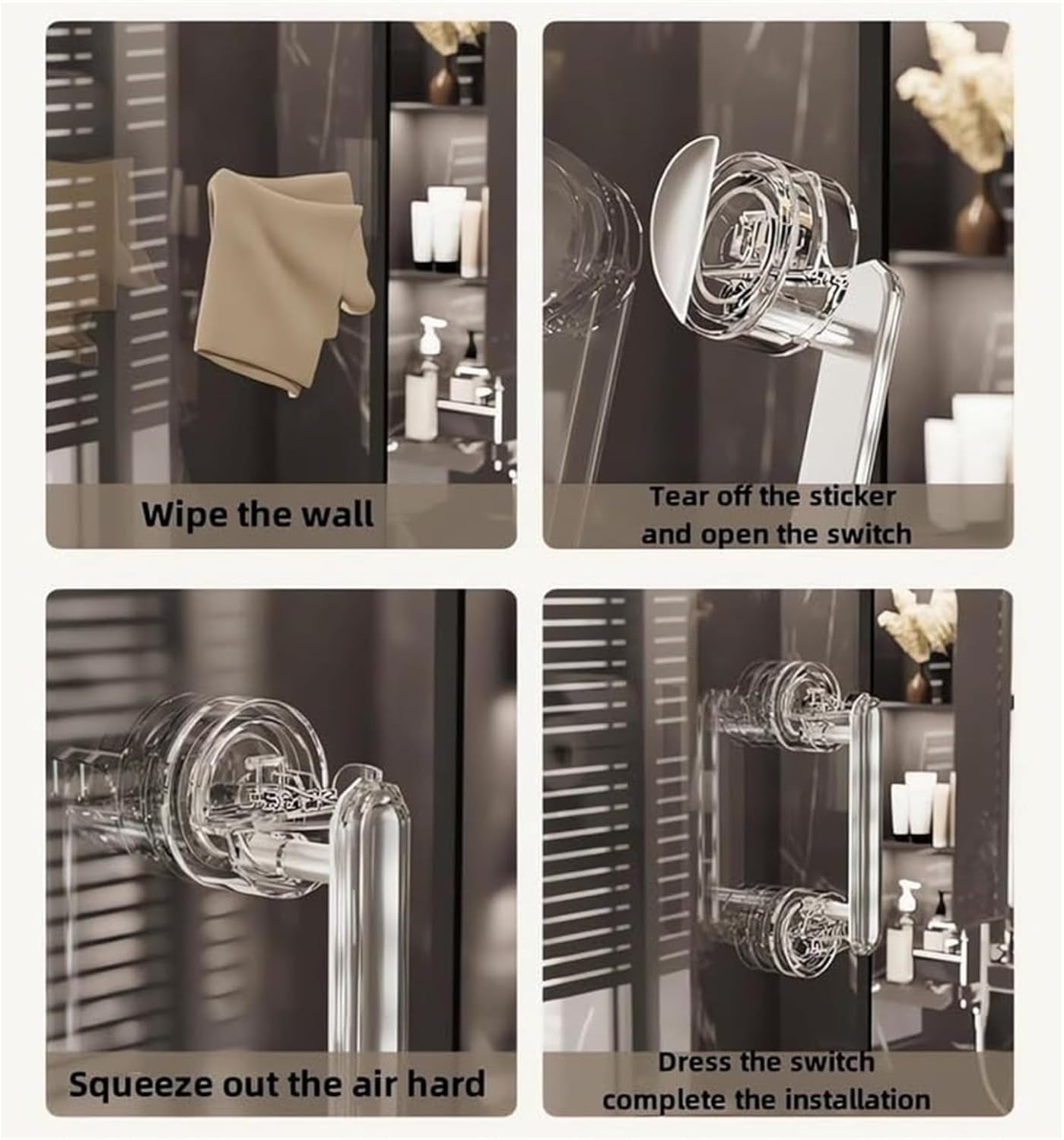 Suction Door Handle | No Drill Adhesive Handle for Bathroom, Glass, Toilet, Sliding Door | Strong Suction Cup Grip Handle – Adjustable Plastic Handle (Pack of 1)