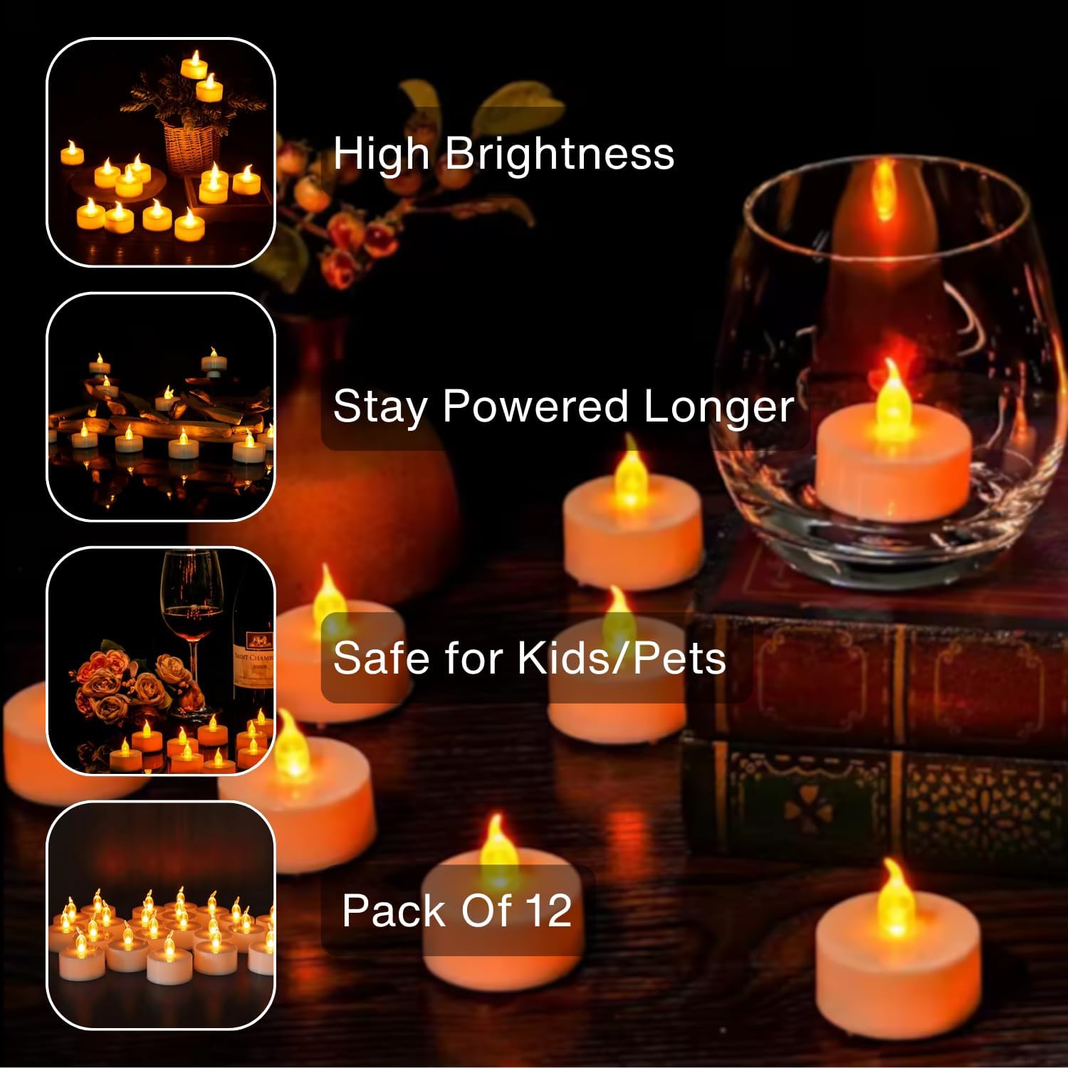 6 Pcs LED Tea Light Candles, Festival Gifting (Pack of 6)