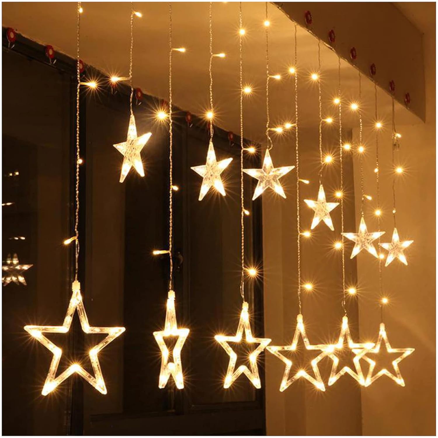 Star Curtain LED Lights for Diwali (2.5 mtr, 138 LED, 6+6 Star)