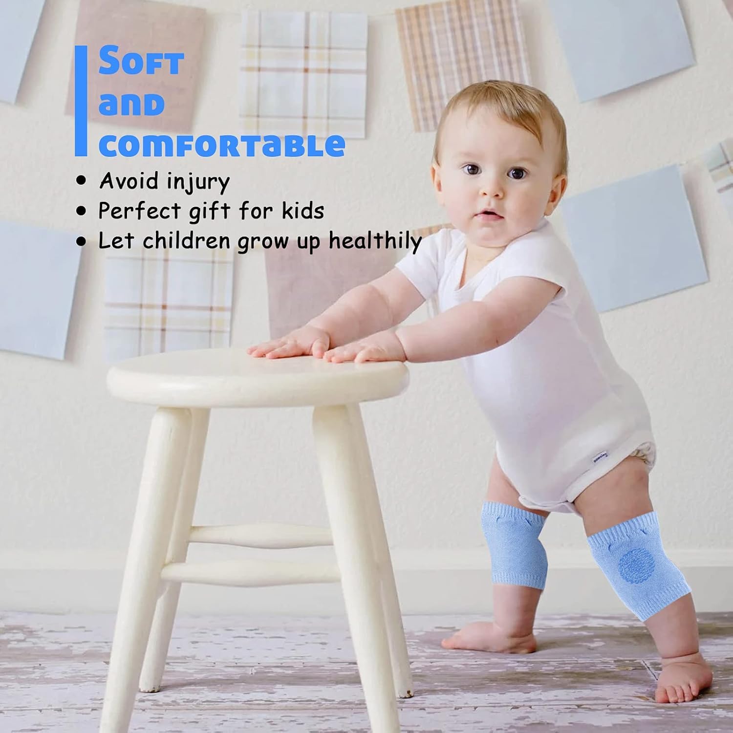 2 Pair Baby Knee & Elbow Pad Cushion, Infant Toddler Crawling Knee & Elbow Pads, Baby Leg Warmer Kneecap Protector for Kids