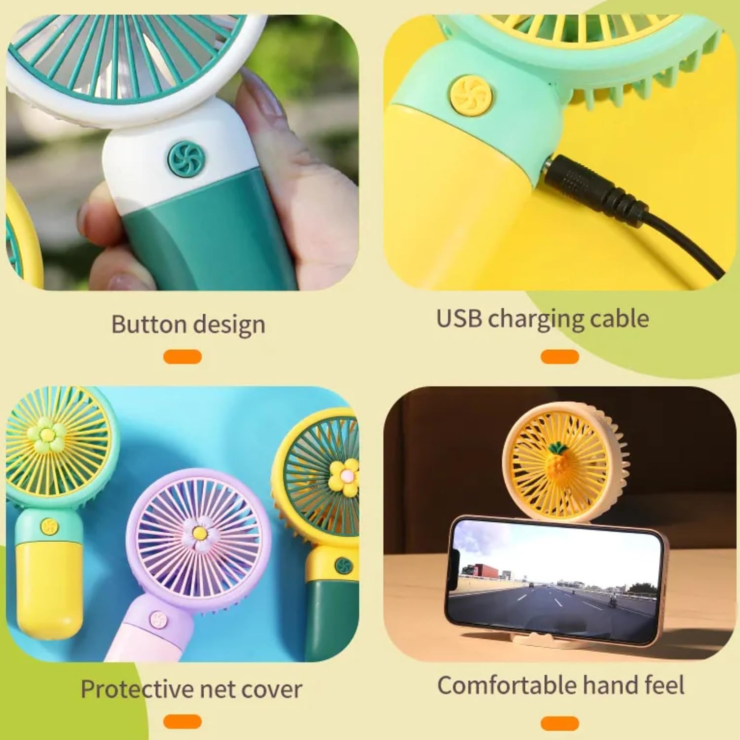 Mini Hand Fan - Rechargeable Mini Fan with USB Charging - Small Table Fan