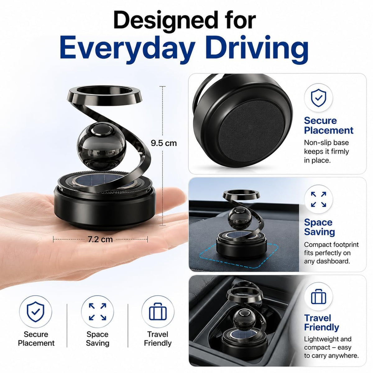 Solar Car Air Freshener - Solar Rotating Car Air Freshener