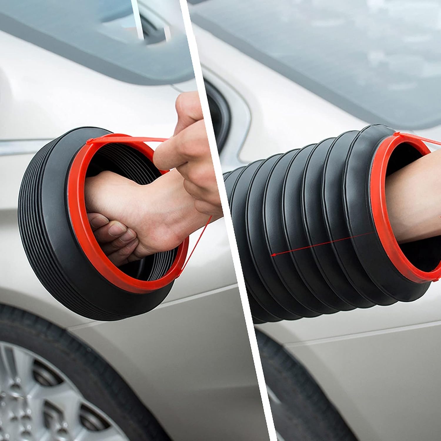 wolpin Polypropylene Mini Car Manual-Lift Trash Bin Can Holder Dustbin Foldable Retractable - Black (L 24 X W 18.8 Cms)