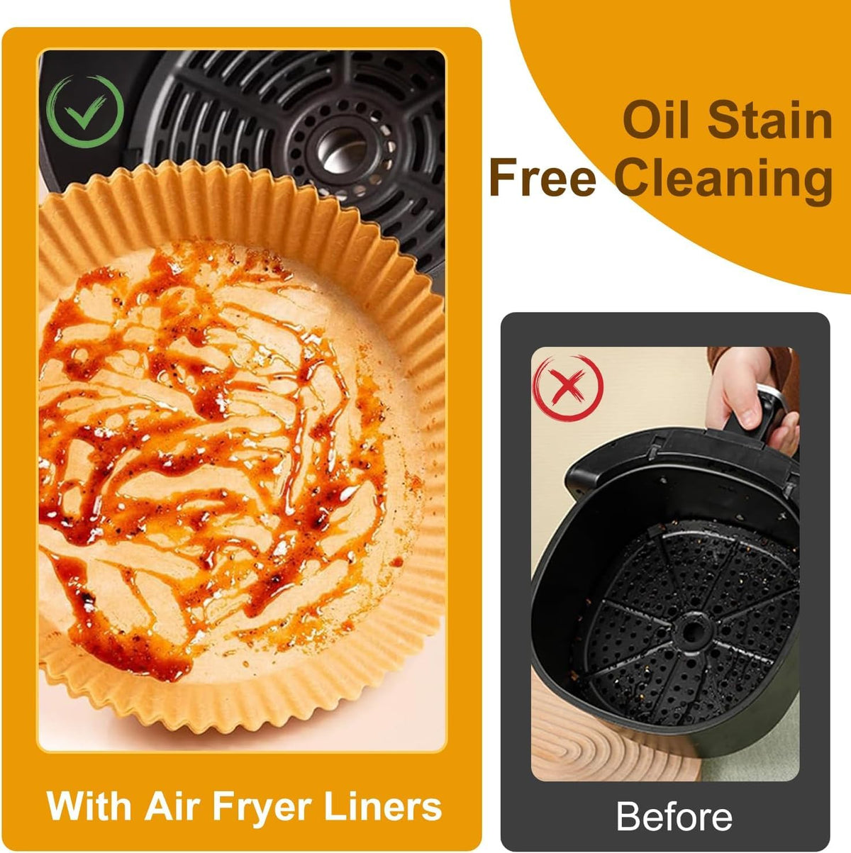 100 PCS Round Air Fryer Paper Sheets Disposable