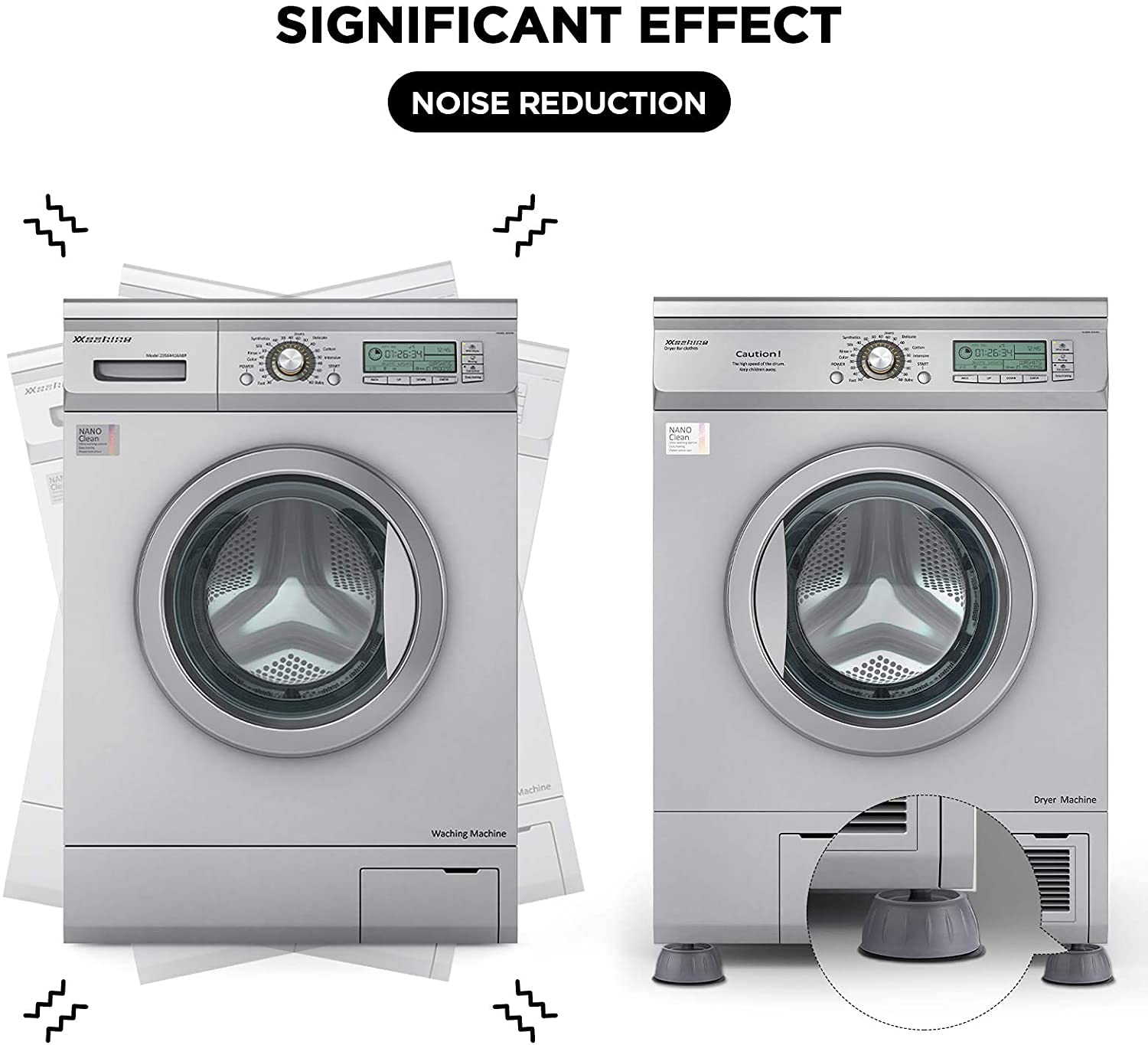 Washer Dryer Anti-Vibration Pads with Suction Cup Feet