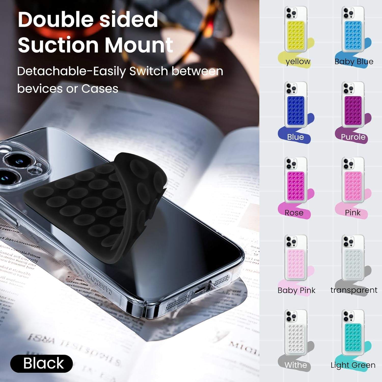 Double-Sided, 2 Pack Suction Cup Phone Case Mount (pack of 2)