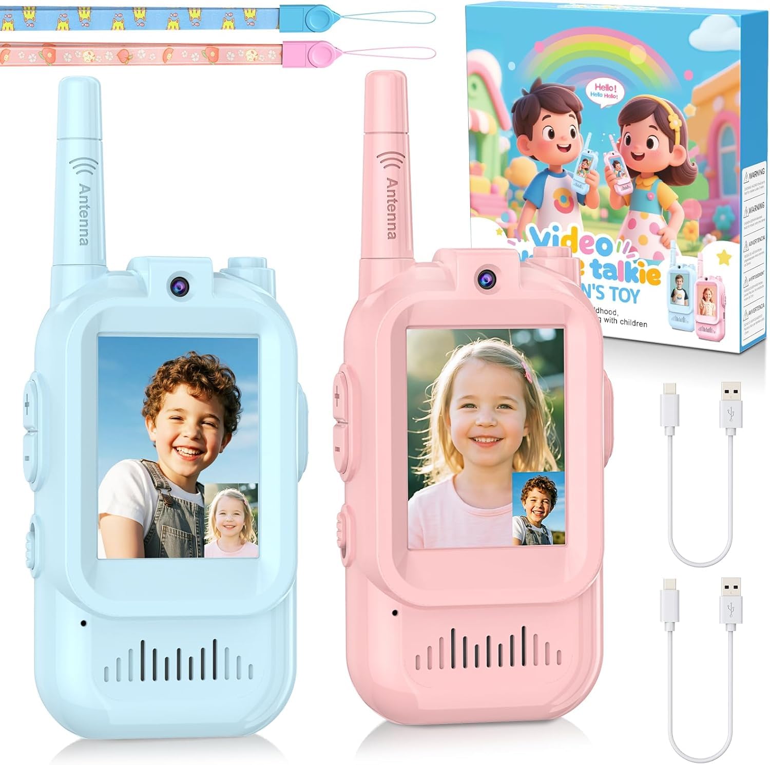 Kids Pretend Play Video Toy Set (2 Pack) | Rechargeable Interactive Role Play Toy with Fun Screen & Voice Effects | Indoor & Outdoor Play Toy for Children