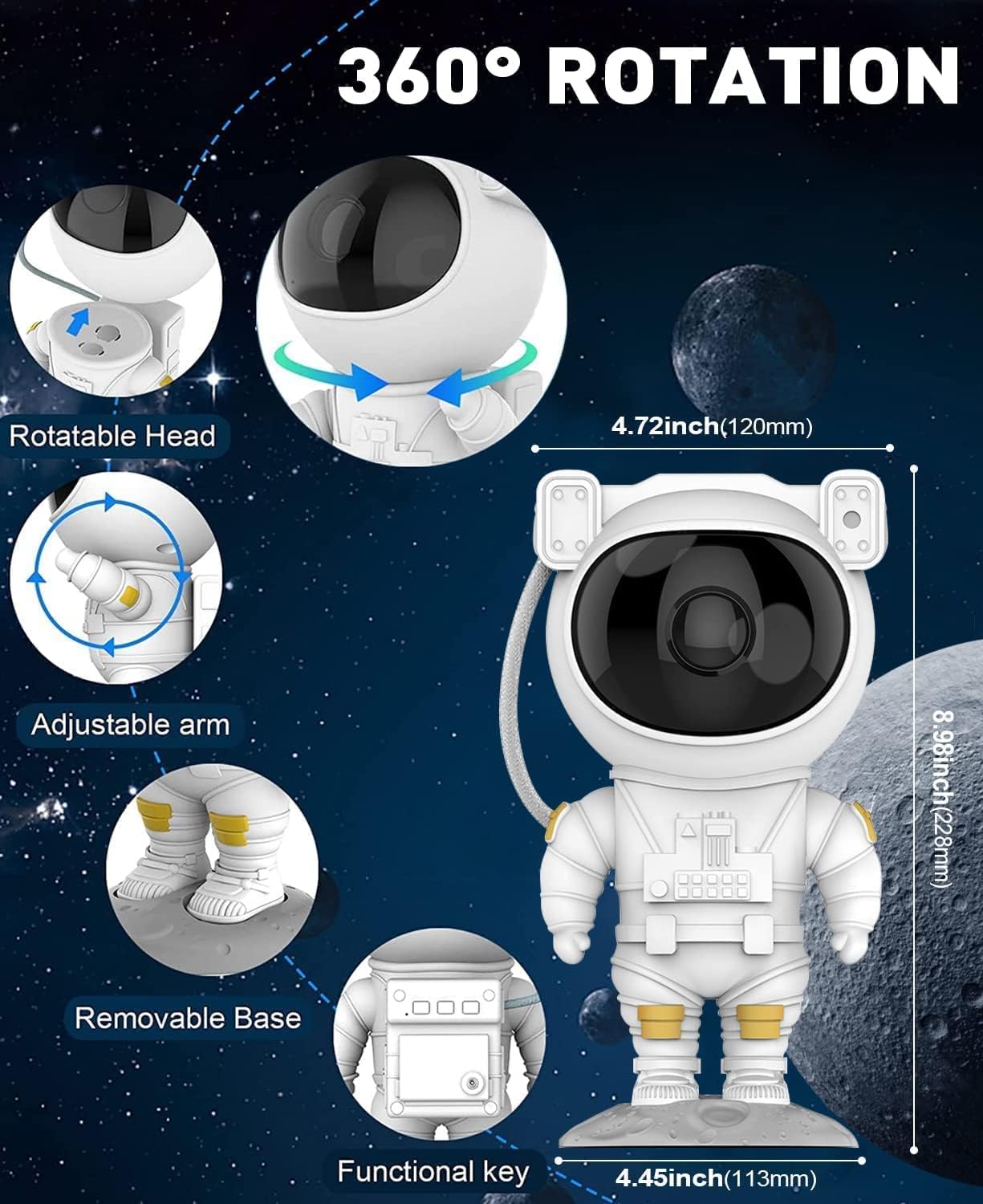 Astronaut Galaxy Projector Night Light – 360°