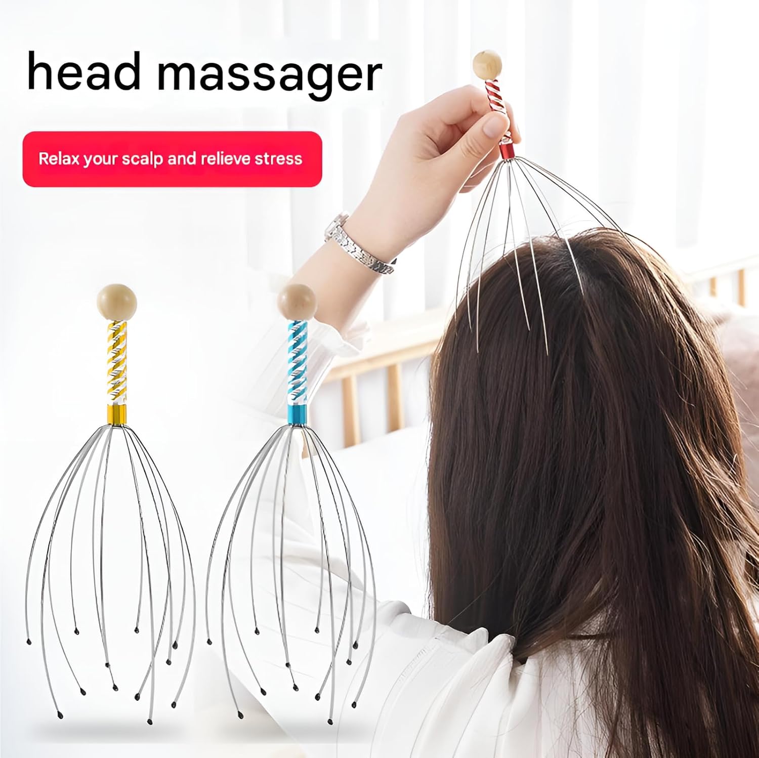 Hand Held Scalp Head Massager Stress Relief (Pack of 2)