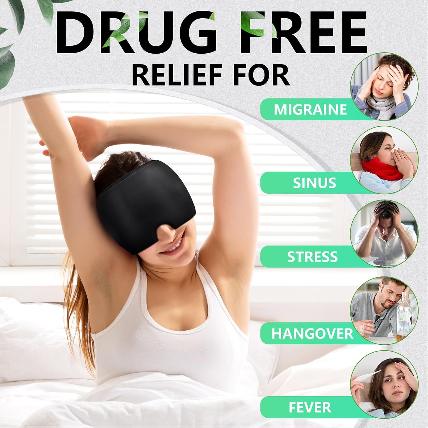 Migraine Relief Cap for Migraines, Headaches, Sinuses, Tension Relief Headache Relief Cap for Men & Women