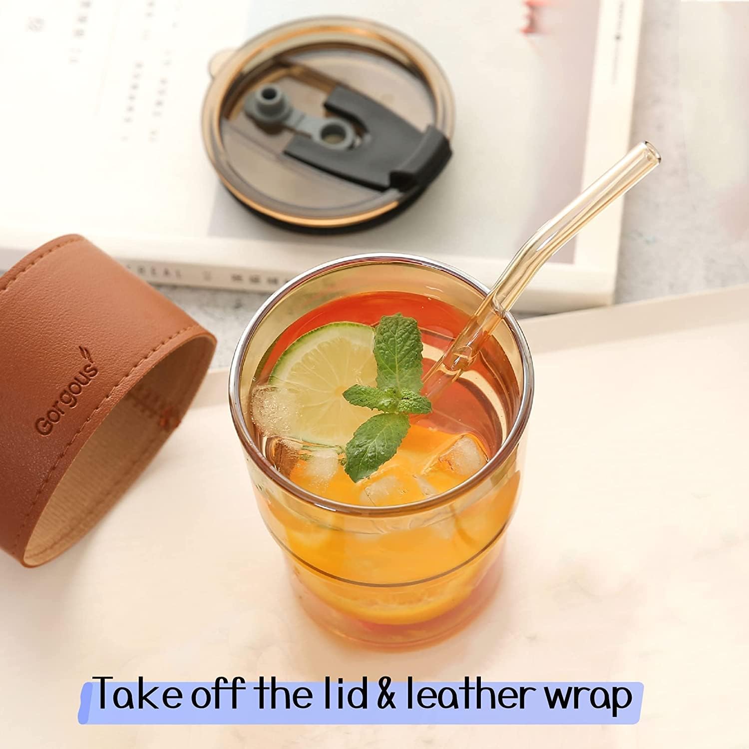 High Quality Glass Coffee Mug With Straw (450ML)