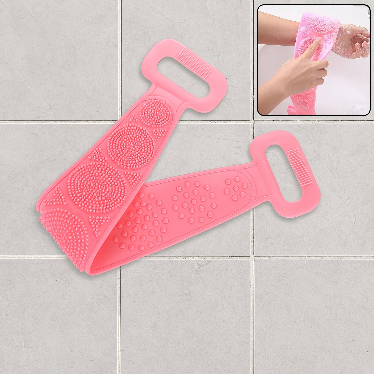 Eco-Friendly Silicone Shower Brush & Back Scrubber Towel (Pack of 2)