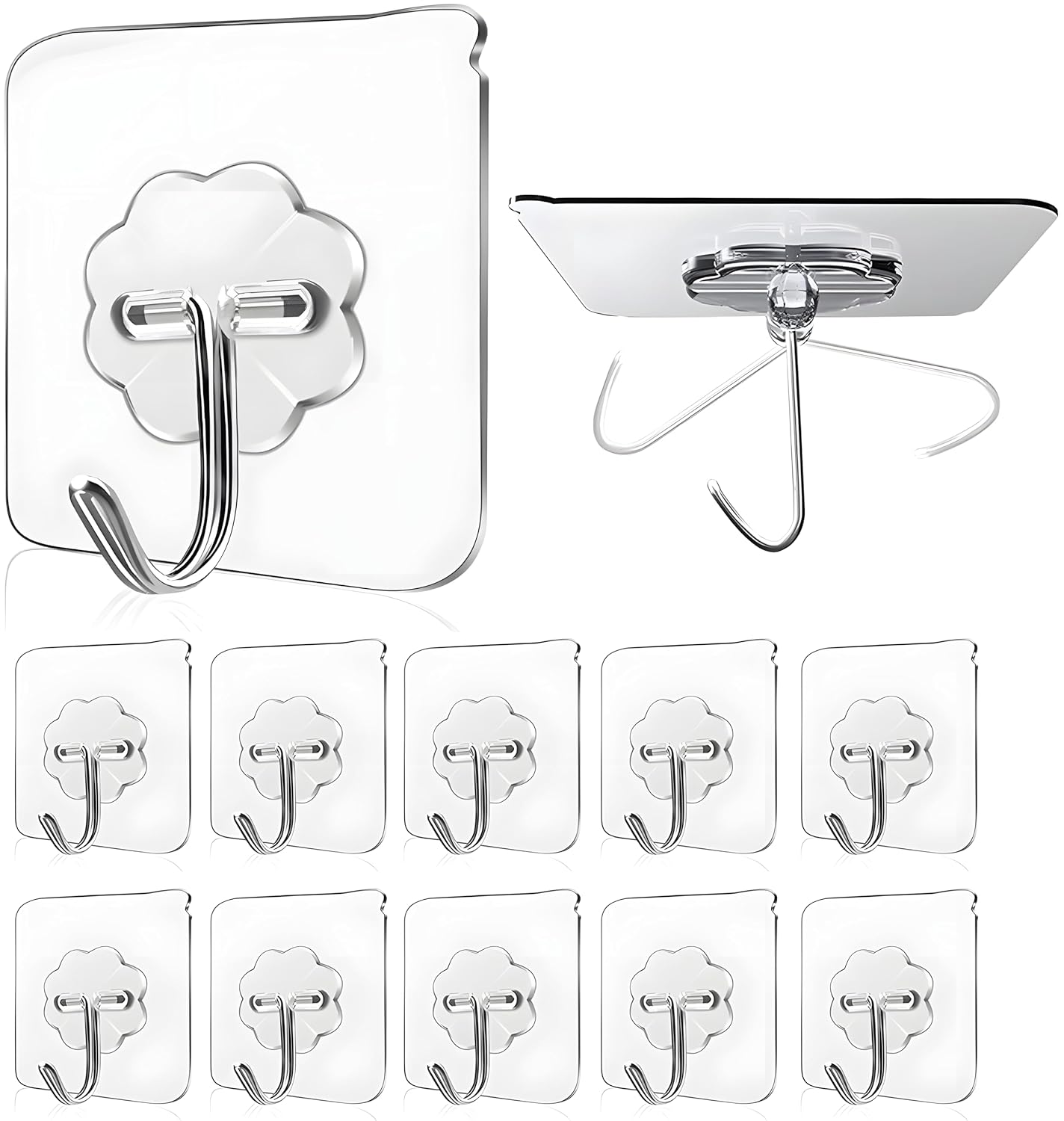 Misamo Enterprise PVC Wall Hooks, Pack of  10, Transparent