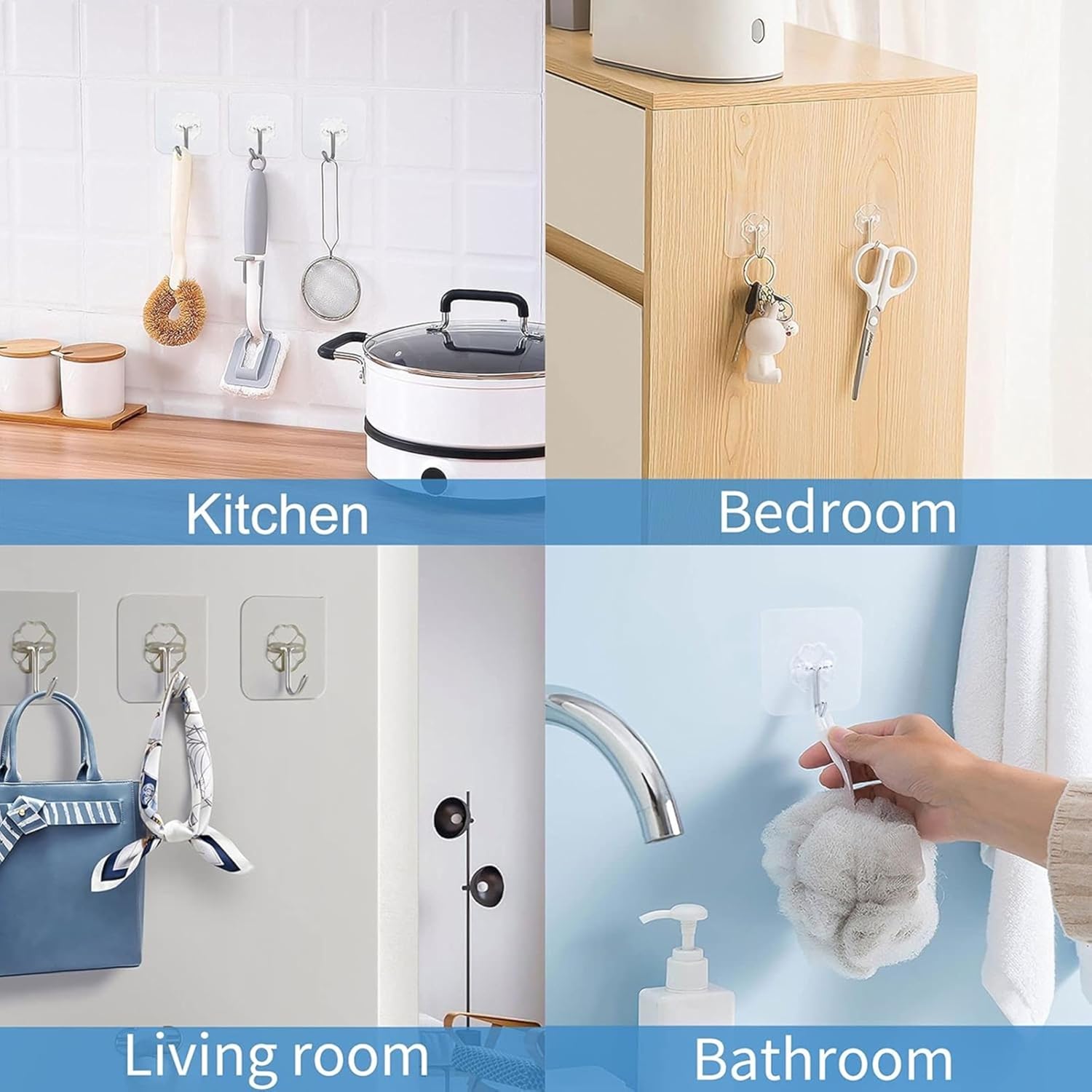 Misamo Enterprise PVC Wall Hooks, Pack of  10, Transparent