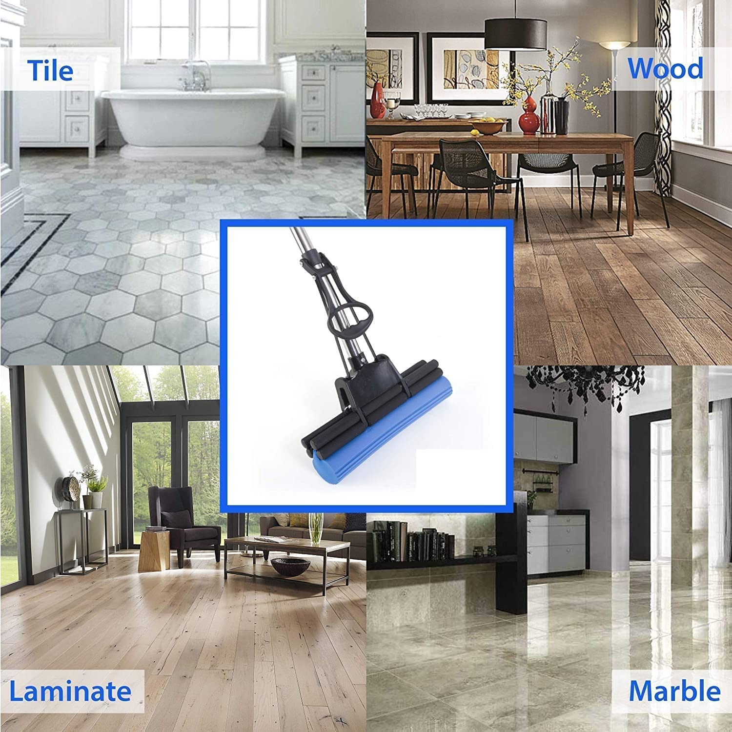 Stainless Steel Squeeze Sponge Mop
