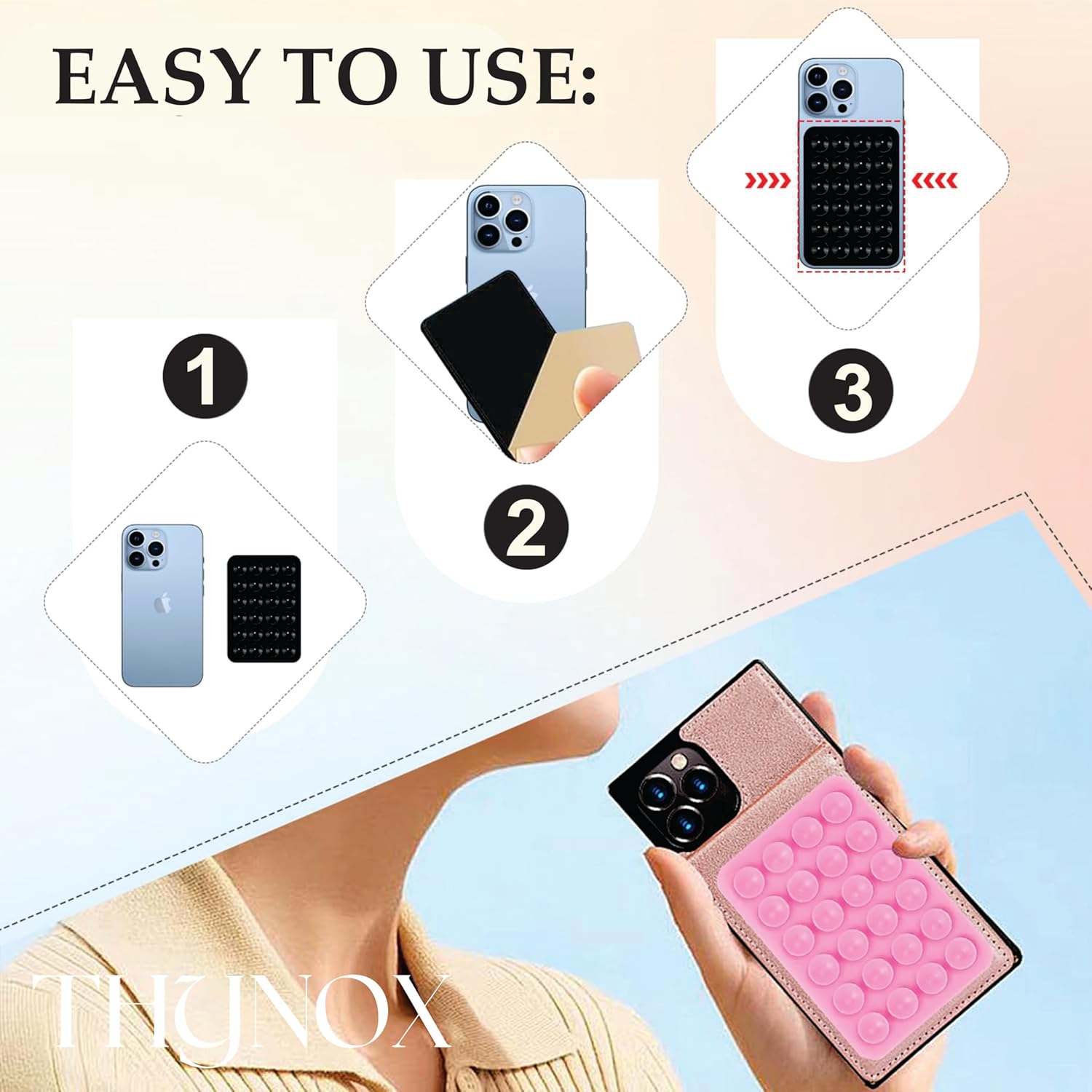 Phone Holder Suction Phone Case (Pack of 3) Anti-Slip Silicone Back Cover