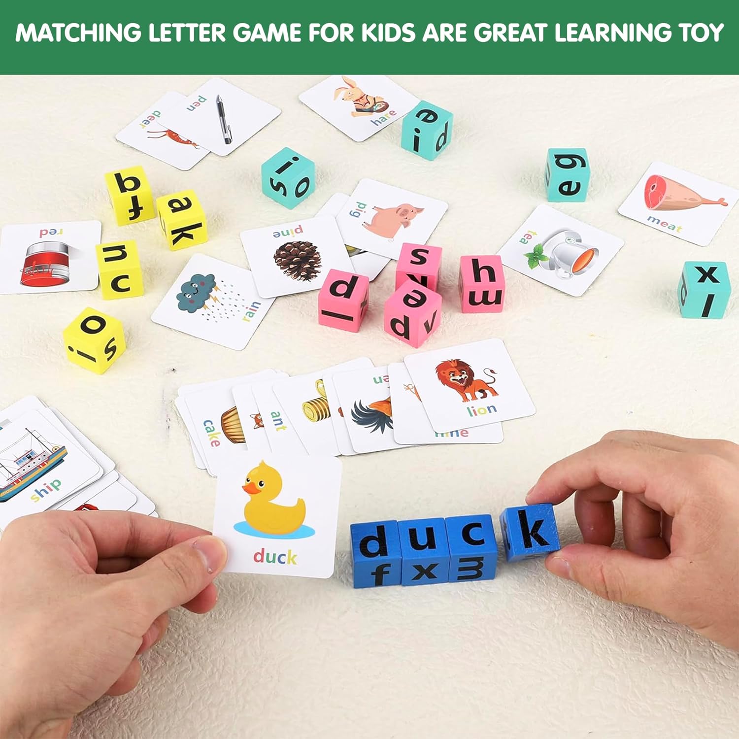Time Puzzle - Wooden Alphabet Spelling Game Matching Letter & Word Puzzle Game with Flashcards - Word Puzzle