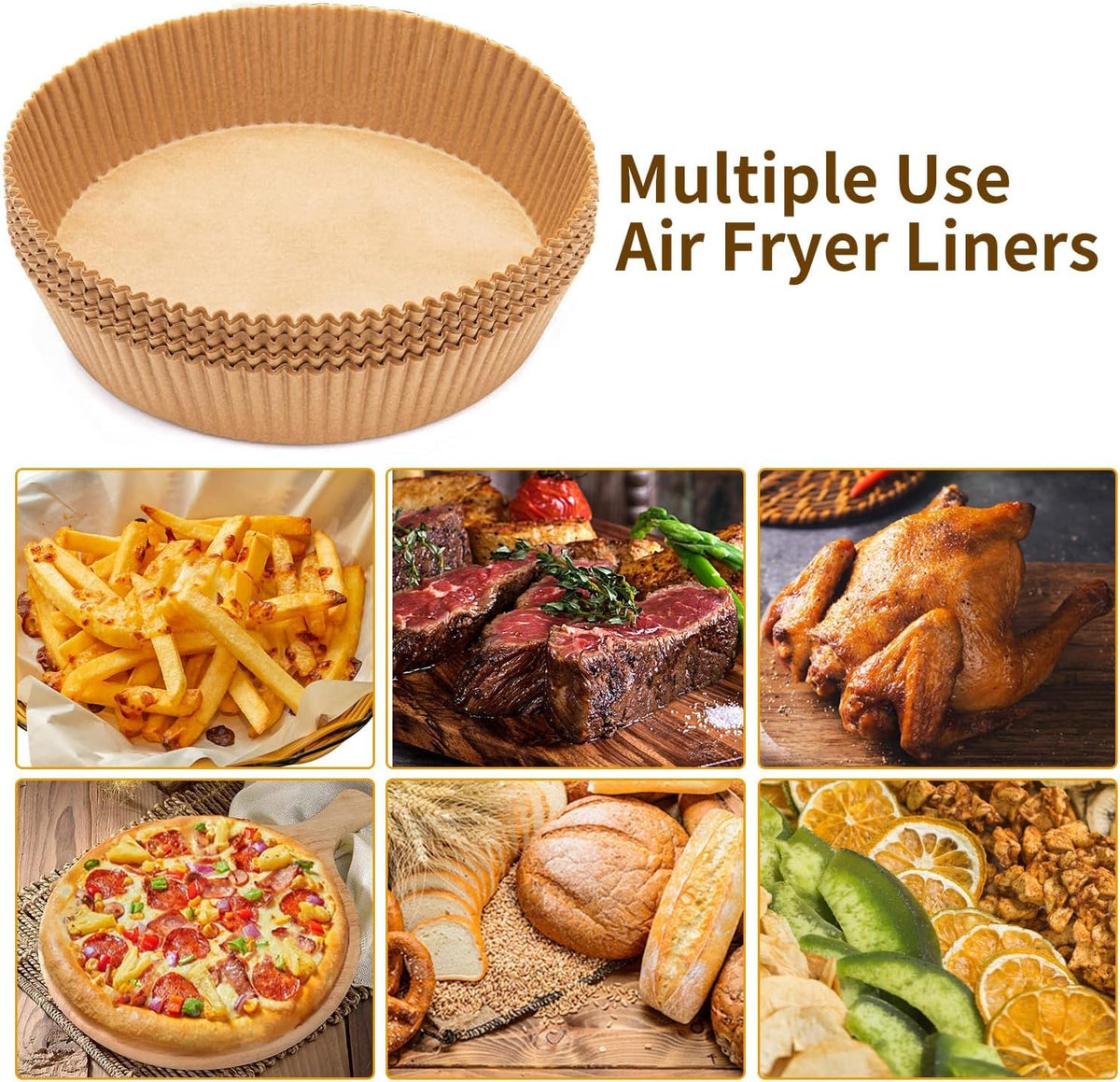 100 PCS Round Air Fryer Paper Sheets Disposable