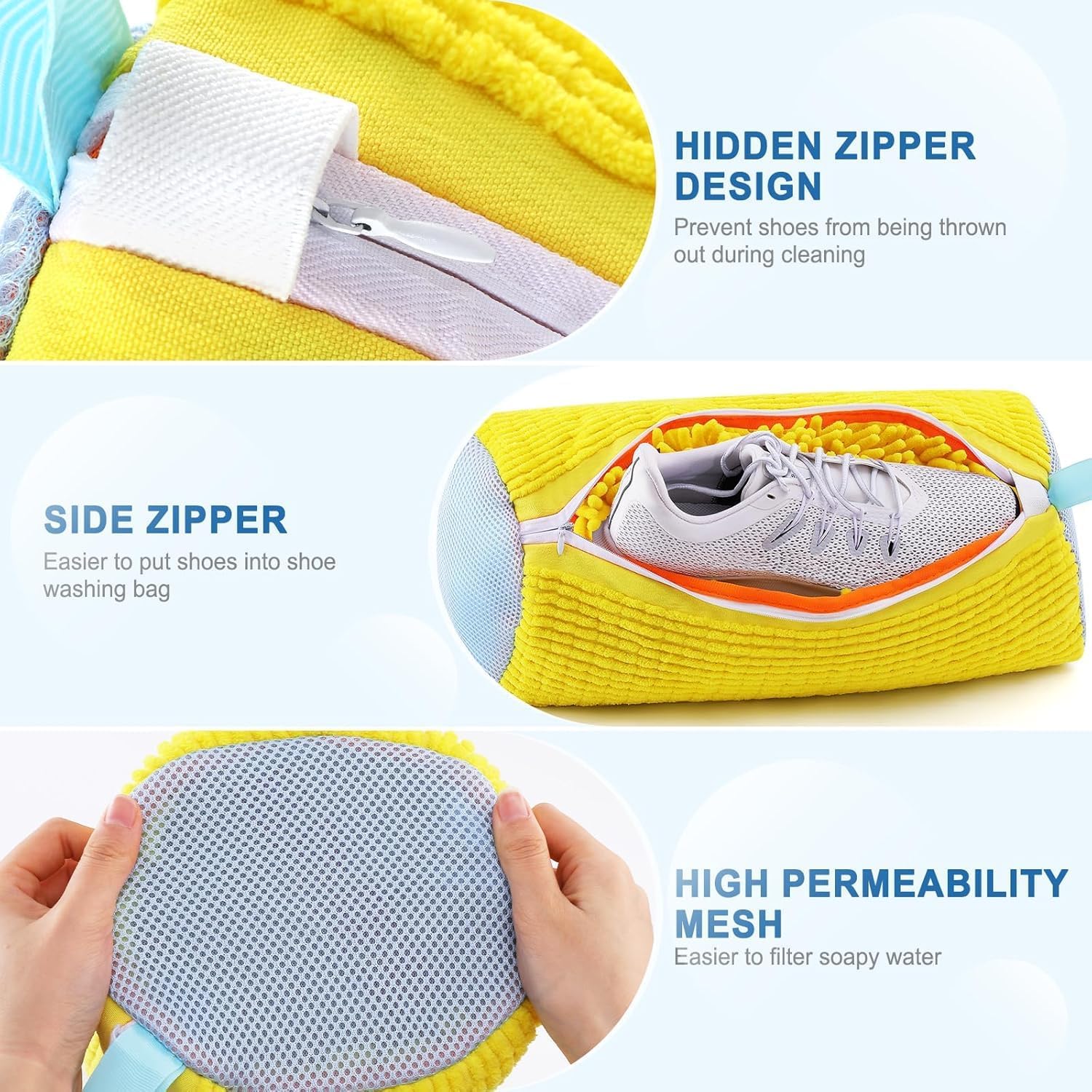 Shoe Washing Machine Bag Laundry Shoes Bag for Washer and Dryer Reusable and Durable Zipper Plush Washing Machine Bags