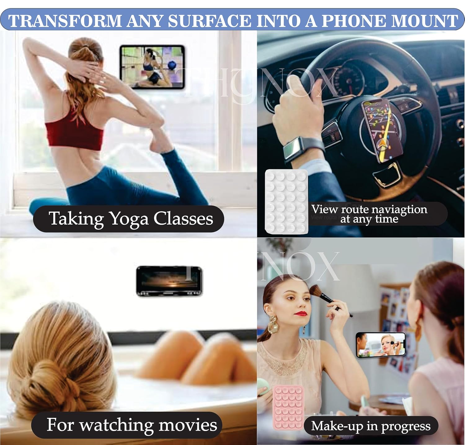 Phone Holder Suction Phone Case (Pack of 3) Anti-Slip Silicone Back Cover
