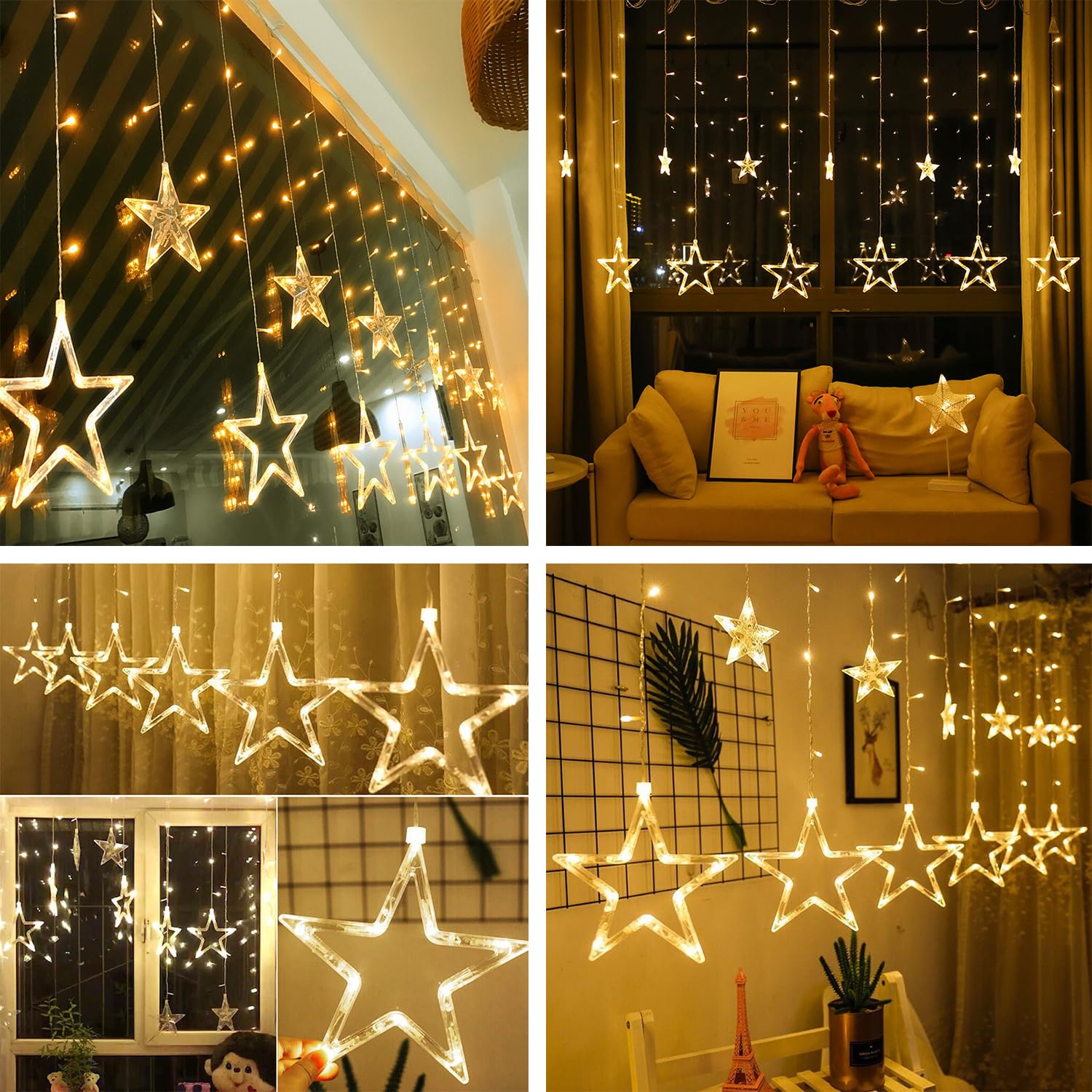 Star Curtain LED Lights for Diwali (2.5 mtr, 138 LED, 6+6 Star)