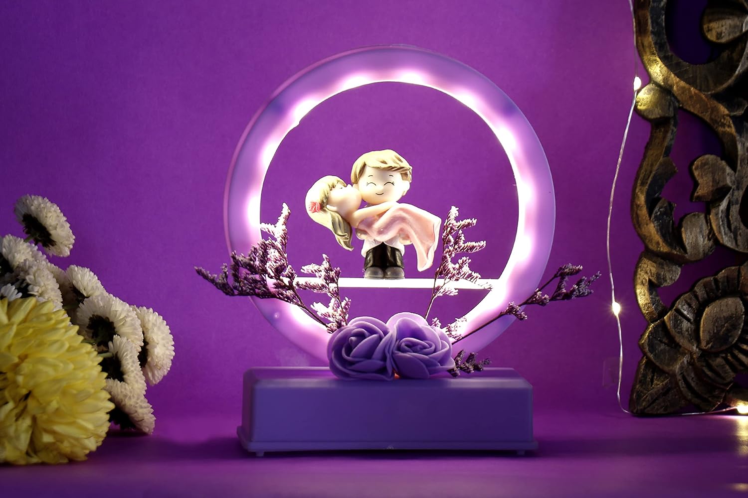 Cachet India Chocozone Musical Couple Showpiece with Lights Valentine Gift for Girlfriend Wife Birthday Gifts for Girls Romantic Couple Gifts