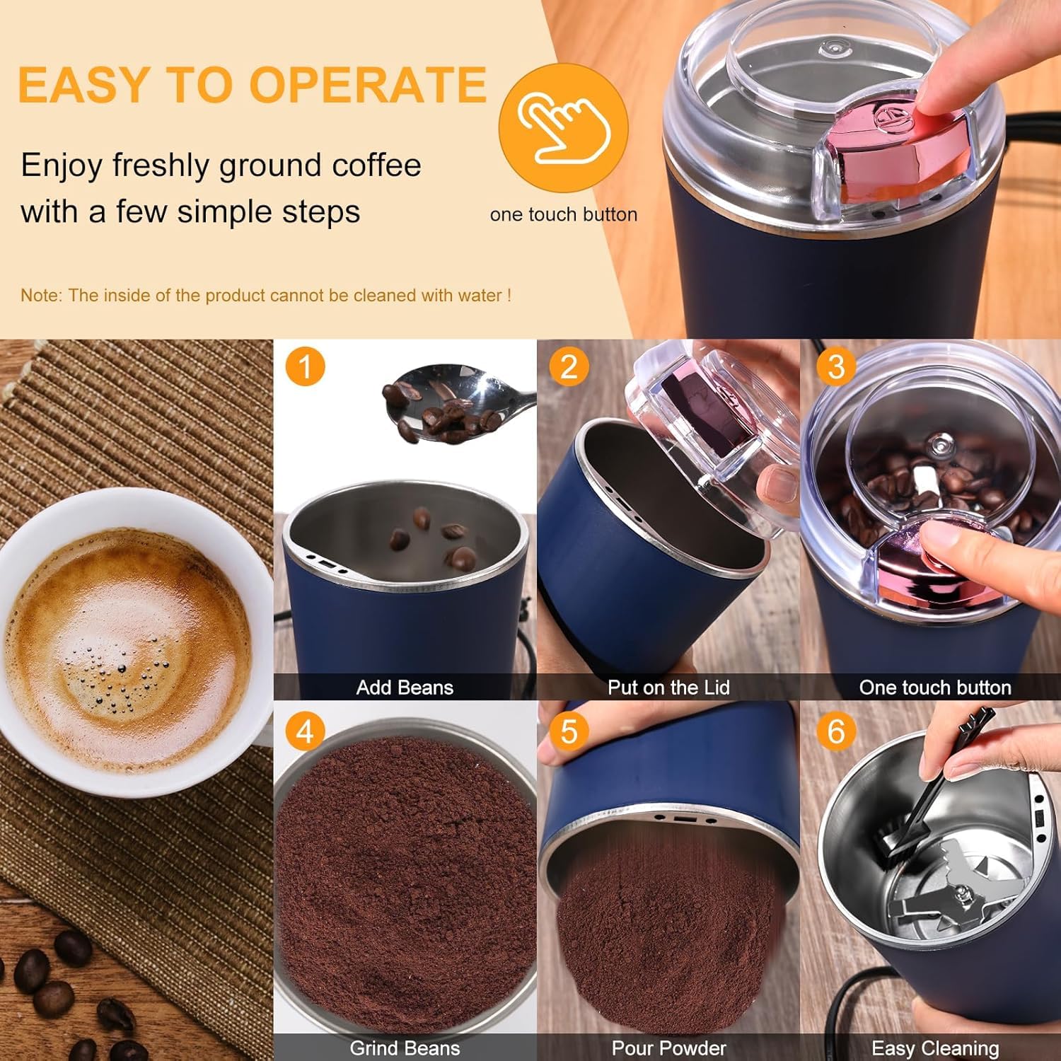 Portable 4-Blade Mini Grinder & Blender for Home & Office