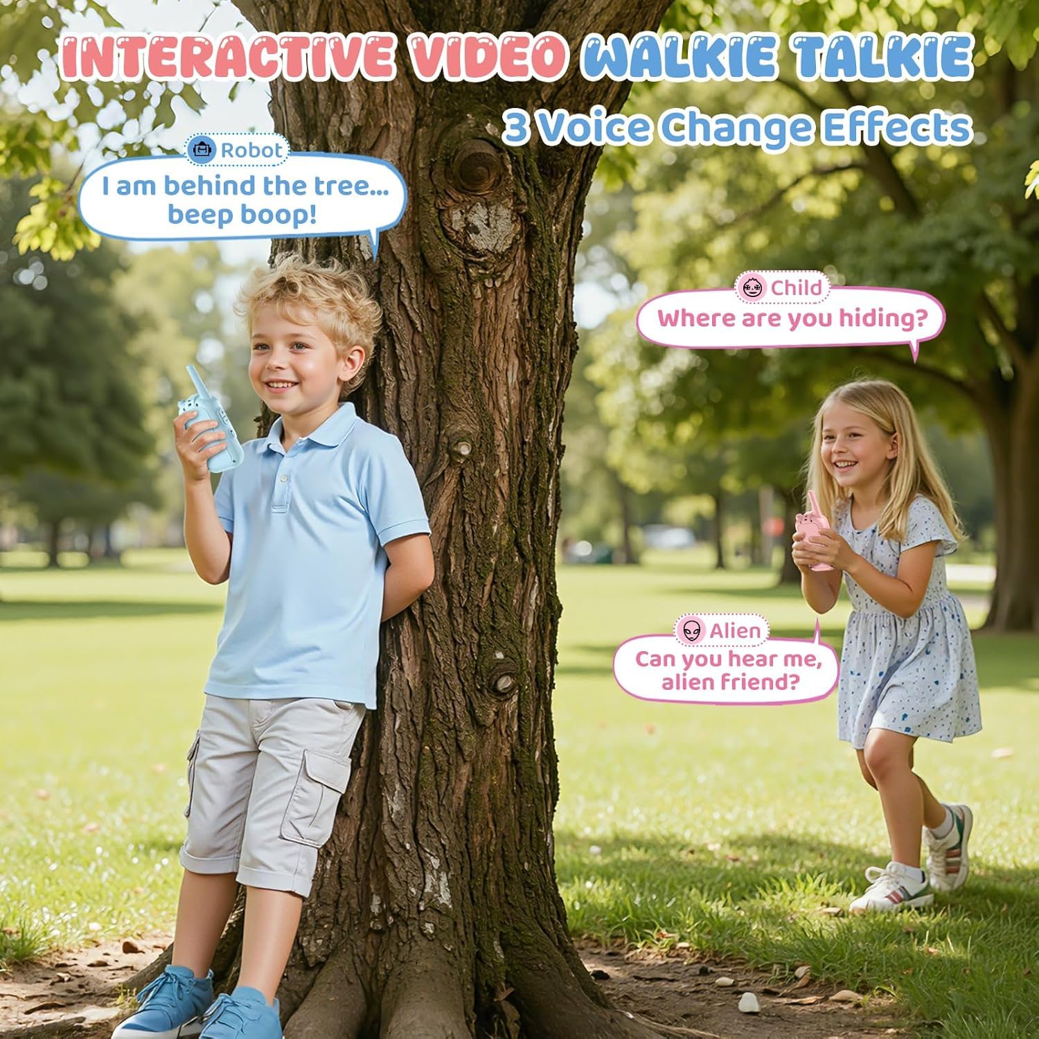 Kids Pretend Play Video Toy Set (2 Pack) | Rechargeable Interactive Role Play Toy with Fun Screen & Voice Effects | Indoor & Outdoor Play Toy for Children