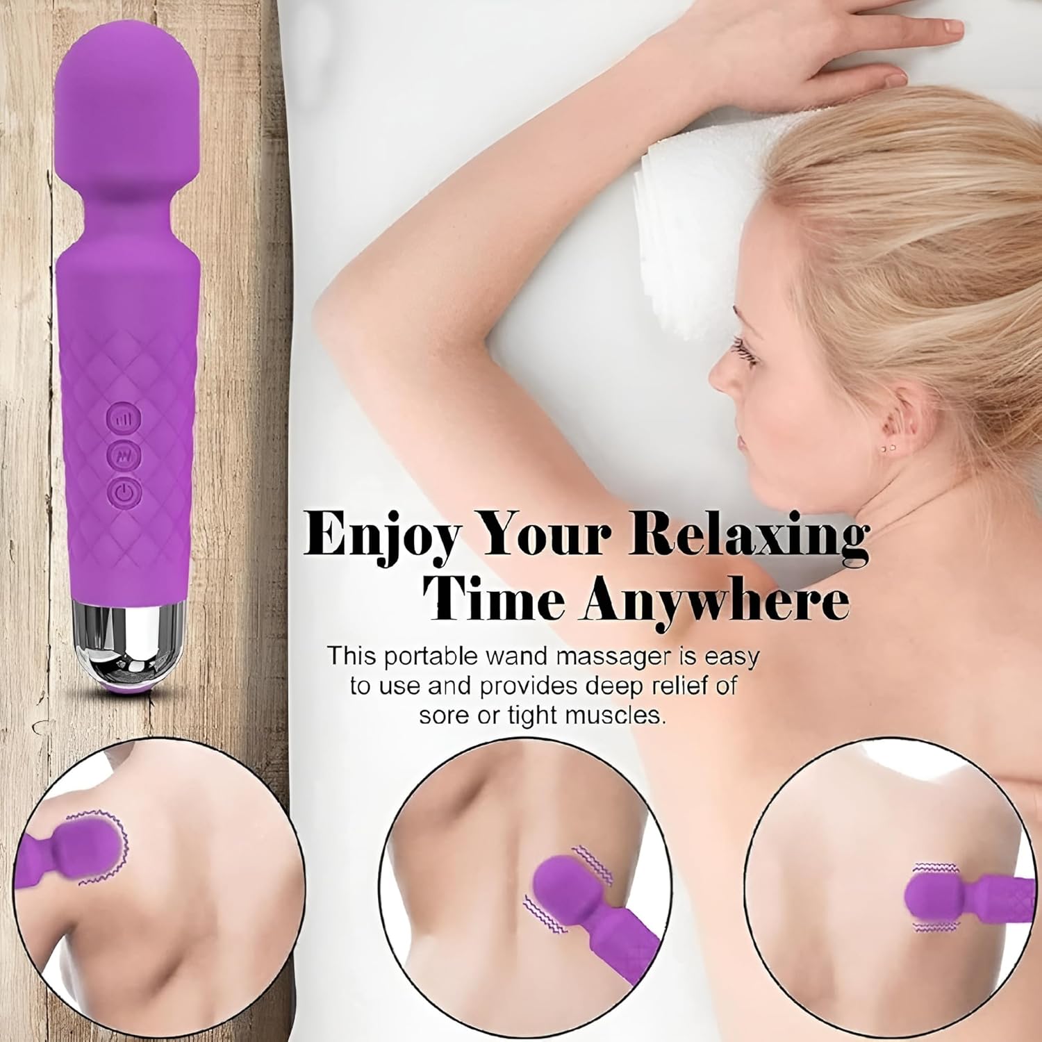 Personal Body Massager, Cordless Full Body Massager Machine, 8 Speeds