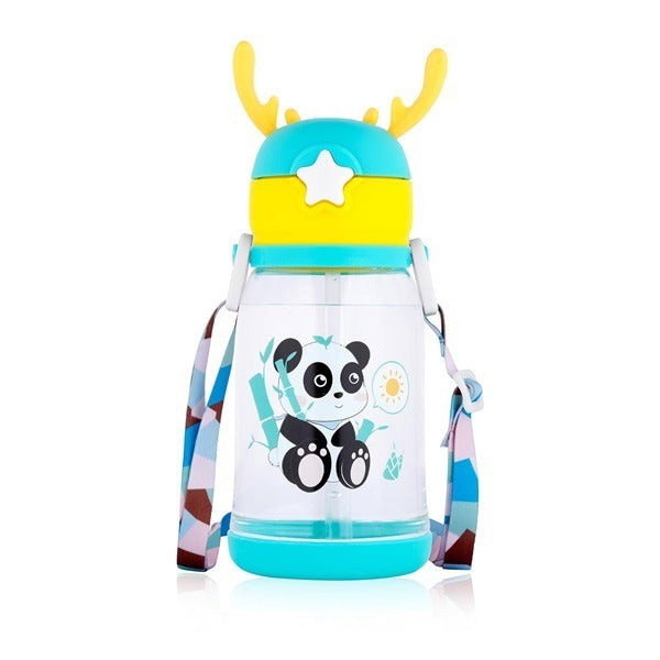 Cartoon Design Sippy Water Bottle and Shoulder Strap for Students and Children, Boy, girl