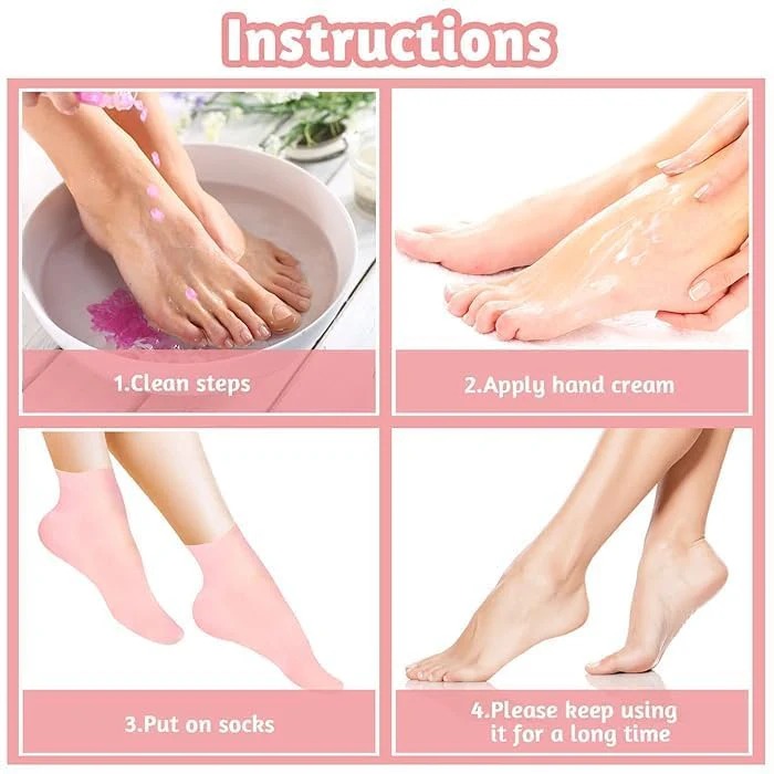 Silicone Gel Moisturizing Socks for Cracked Heels – Reusable Hydrating Spa Socks for Dry Feet, Heels & Callus Repair (Pack of 2)