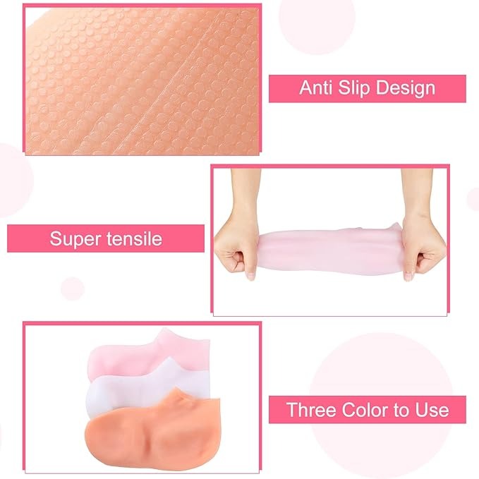 Silicone Gel Moisturizing Socks for Cracked Heels – Reusable Hydrating Spa Socks for Dry Feet, Heels & Callus Repair (Pack of 2)