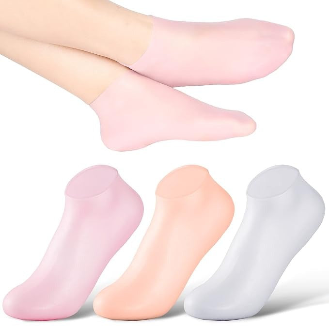 Silicone Gel Moisturizing Socks for Cracked Heels – Reusable Hydrating Spa Socks for Dry Feet, Heels & Callus Repair (Pack of 2)